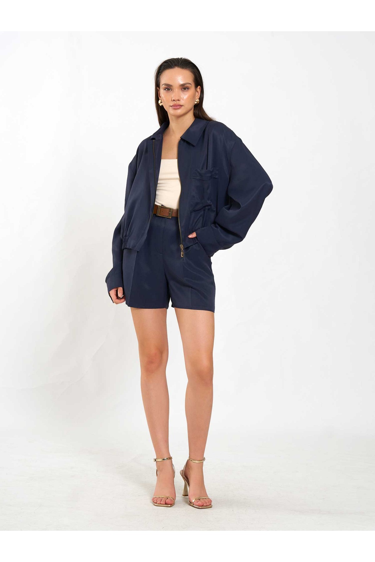 160897 Tek Cepli Bomber Ceket