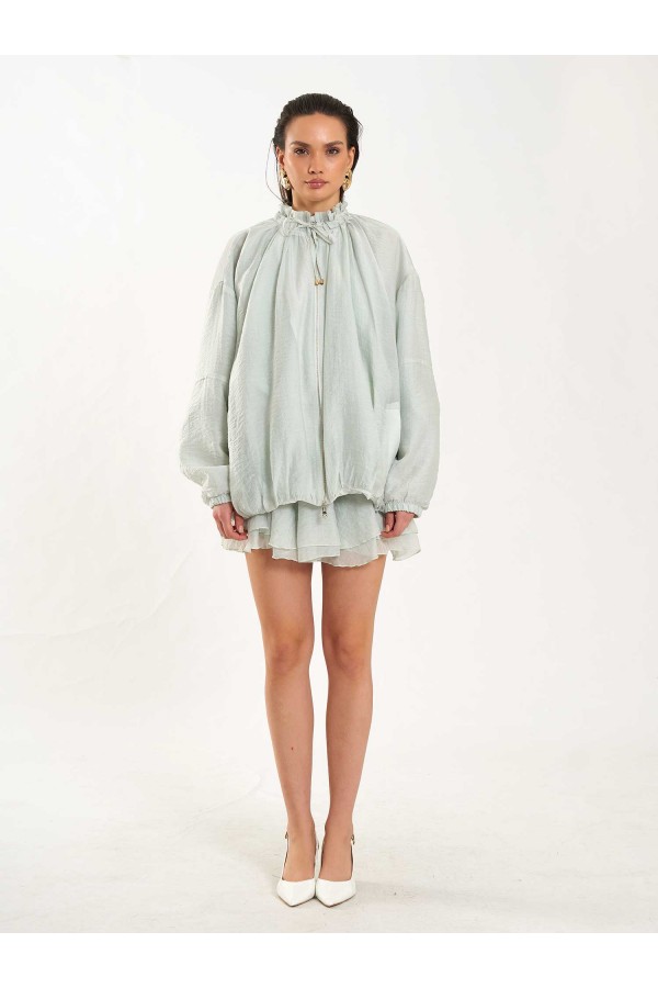 160899 Balon Kesim Fermuarlı Mont