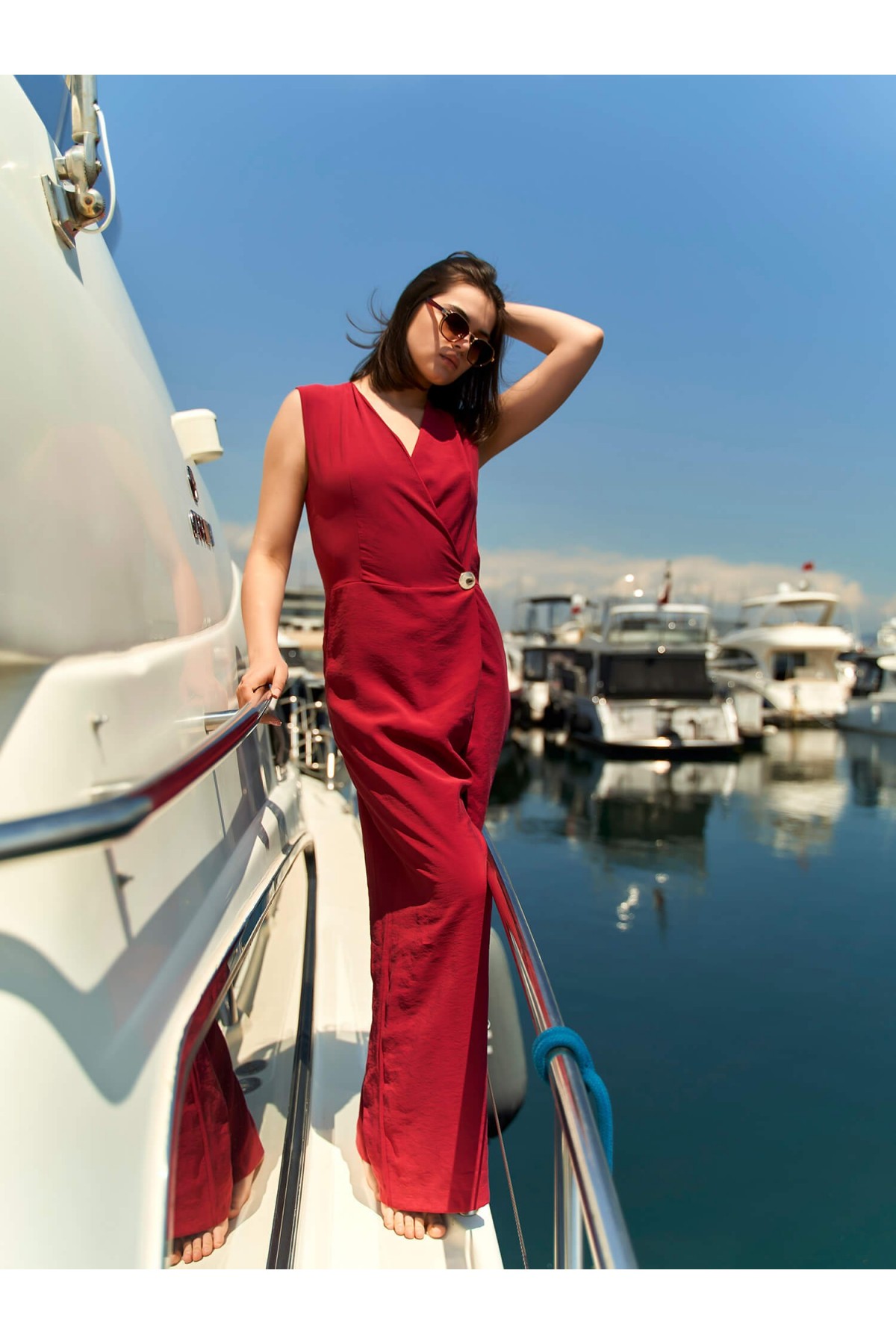 180566 DOUBLE-BREASTED BUTTON-DETAILED OVERALLS