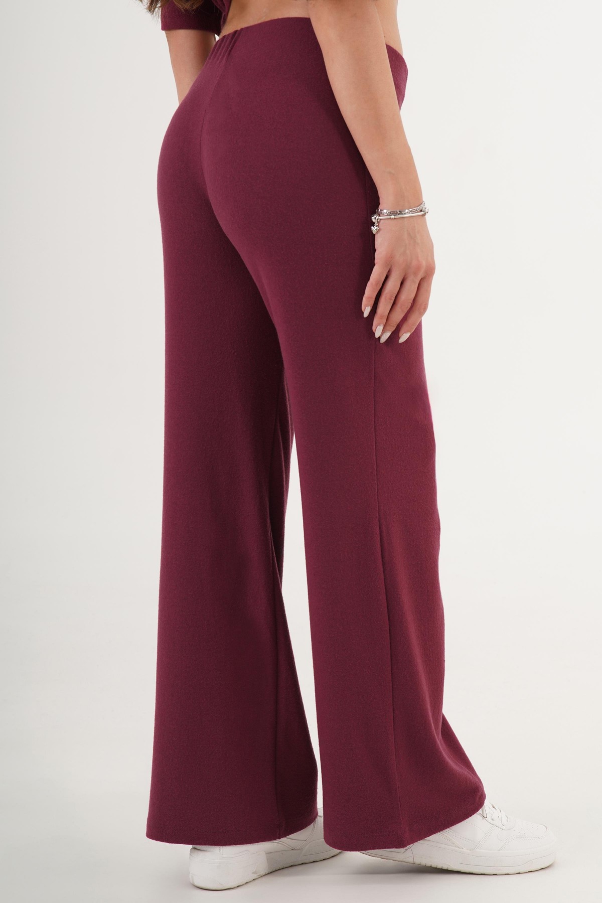 Elastic Waist Soft Burgundy Wholesale Trousers Burgundy