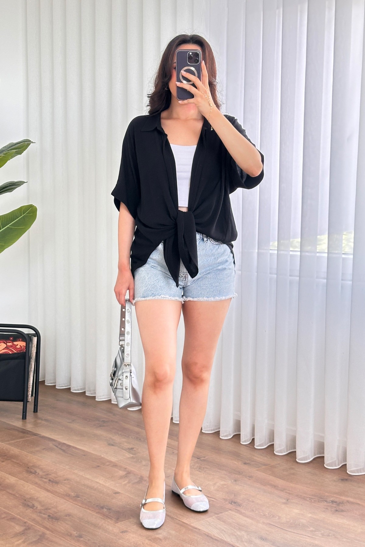 Kısa Kol Basic Kimono Toptan Siyah Bluz Siyah