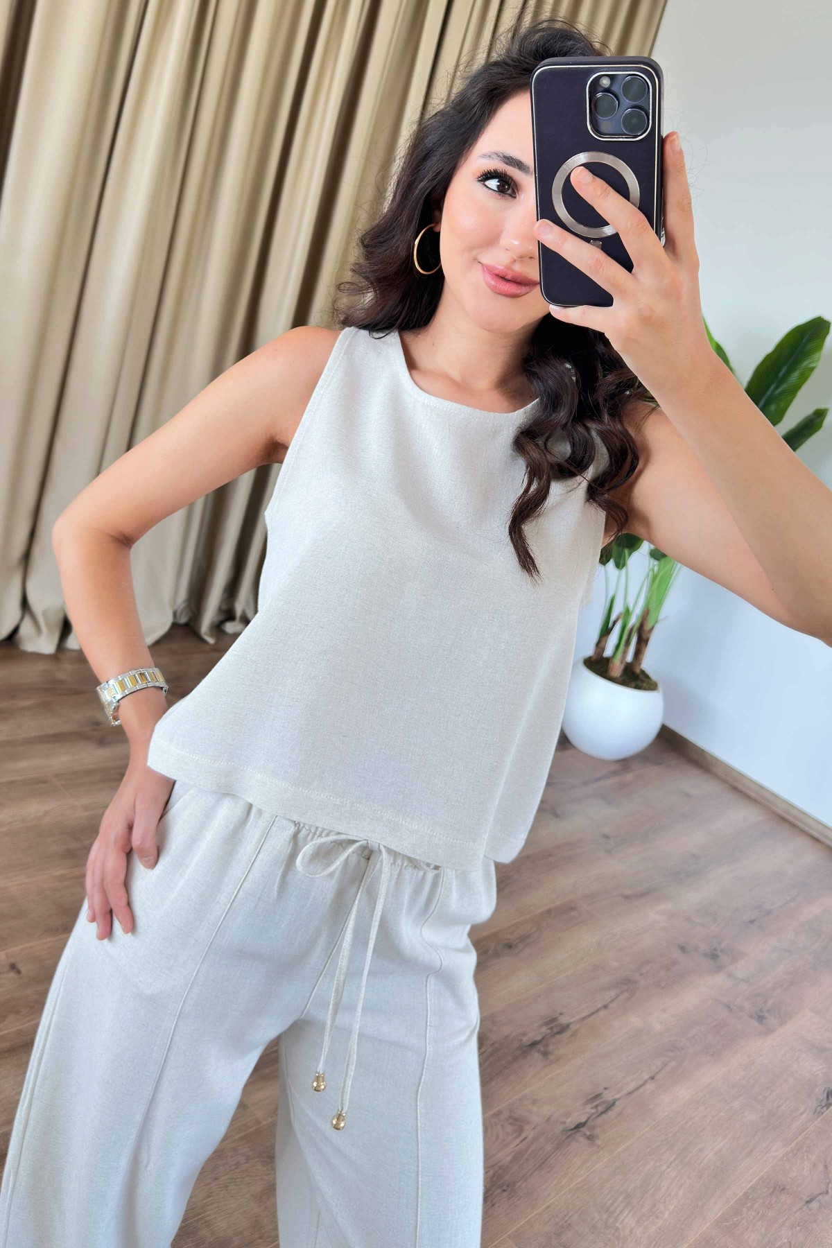 Basic Model Taş Keten Toptan Takım Taş