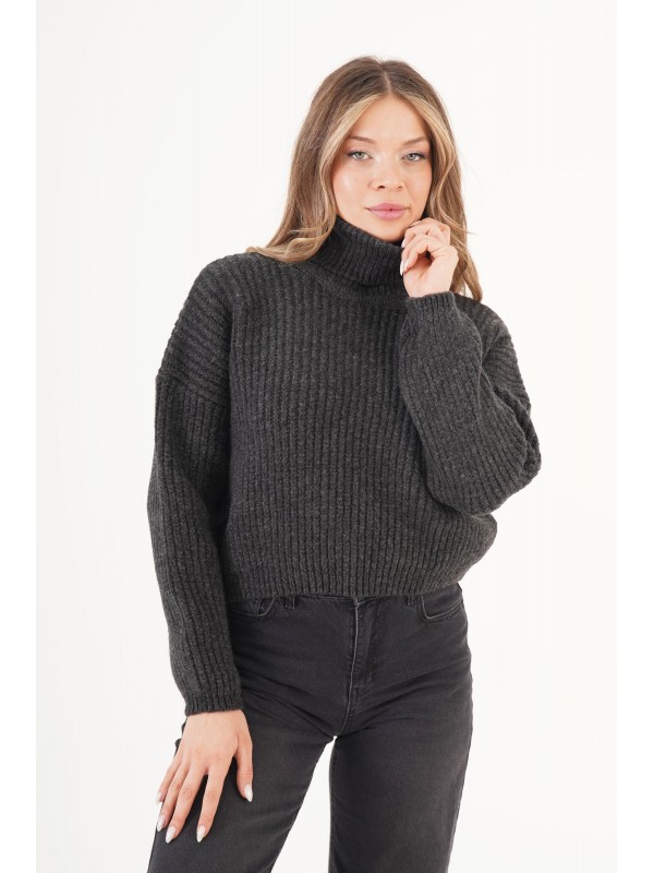 Selanik Örme Boğazlı Toptan Pembe Kazak STD