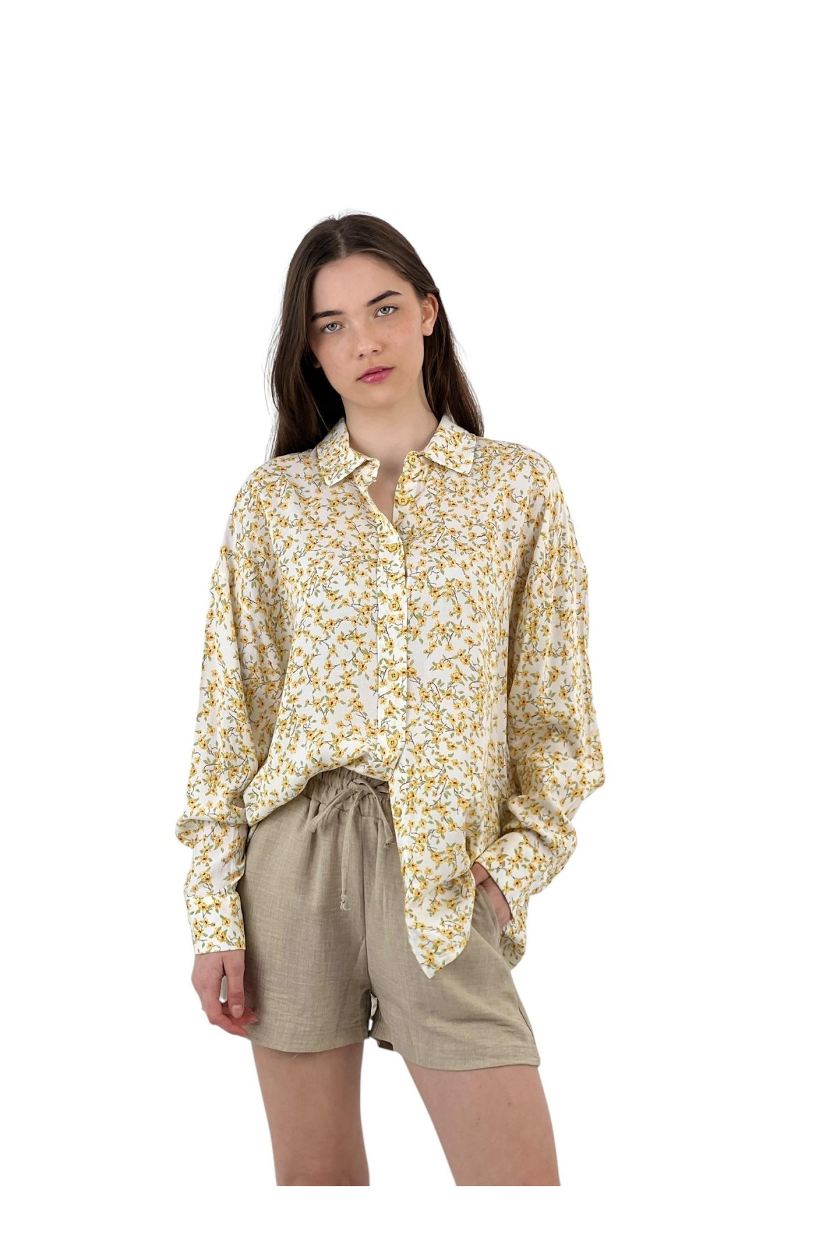 قميص بنقشة زهور نسيم الربيع