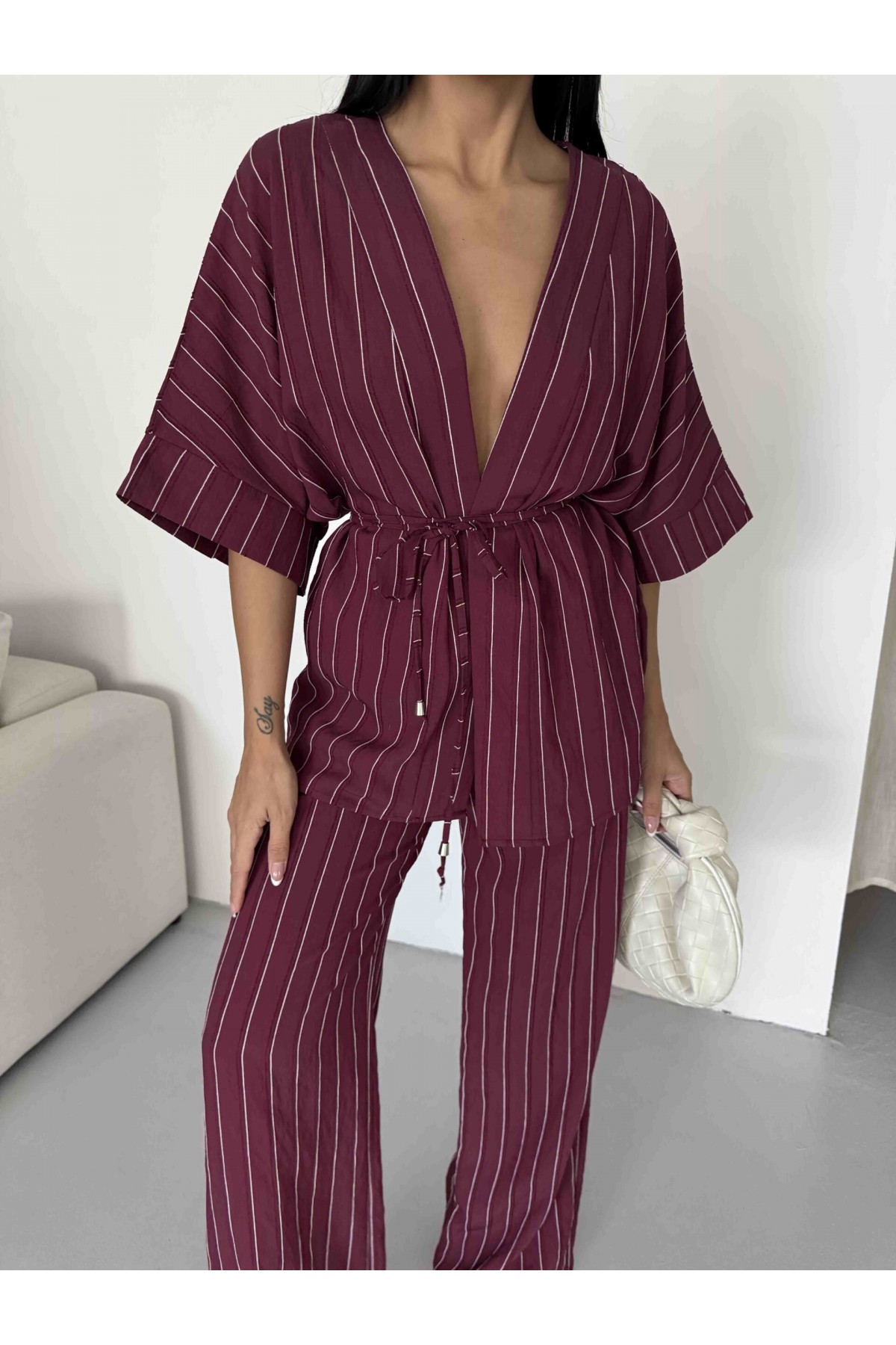 Çizgili Kimono Takım