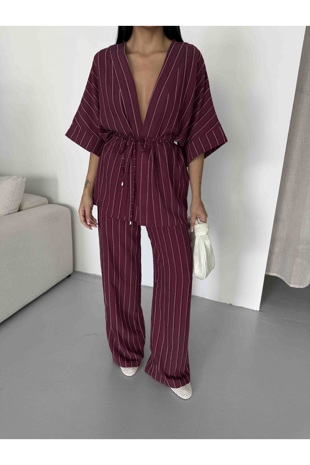 Çizgili Kimono Takım
