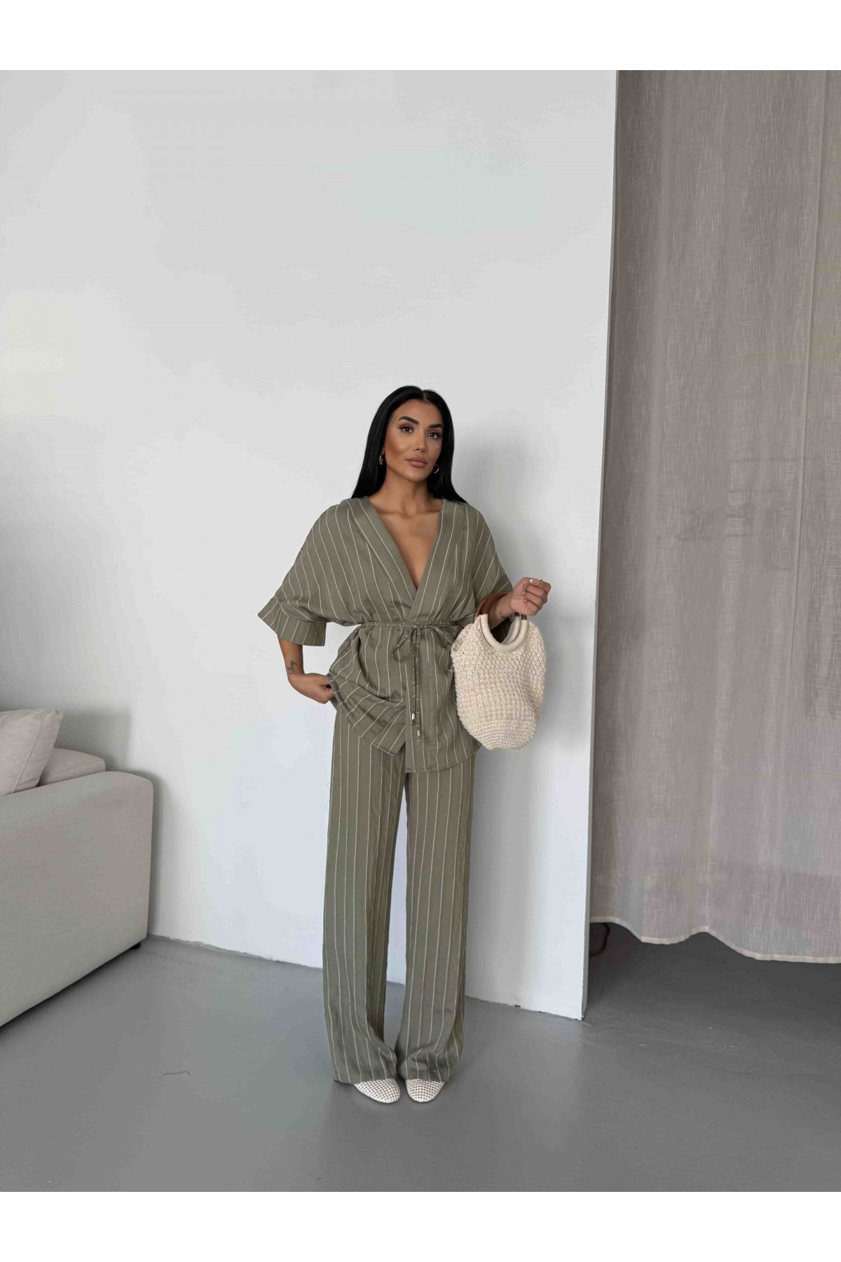 Çizgili Kimono Takım