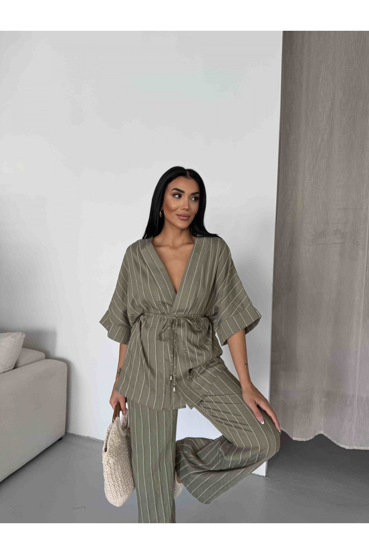 Çizgili Kimono Takım