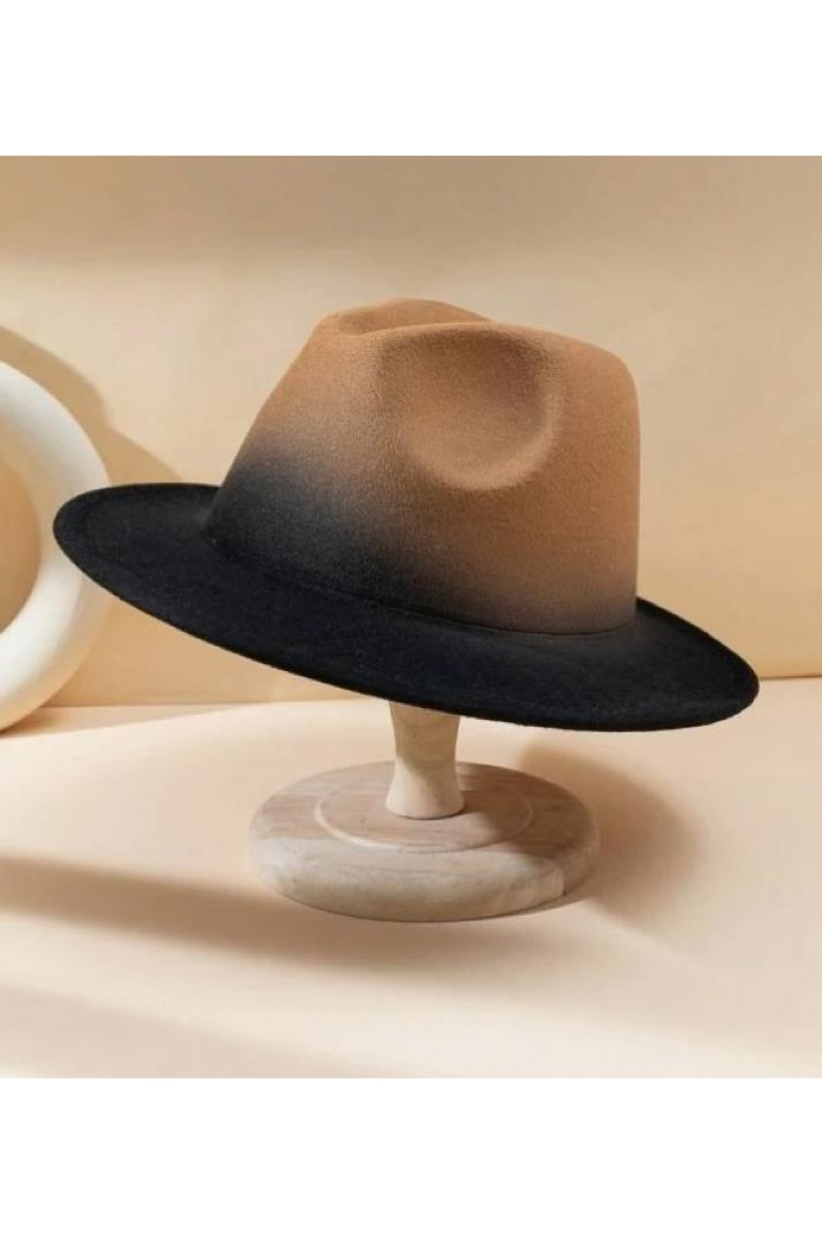 14484 Camel Black Gradient Fedora Hat