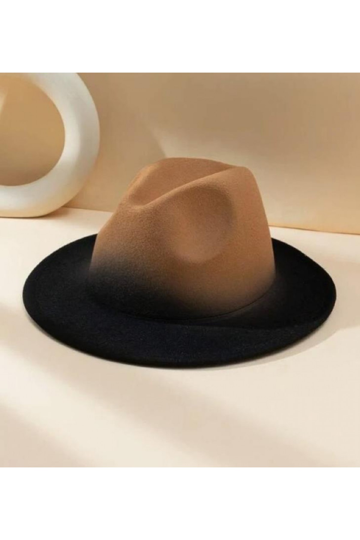 14484 Camel Black Gradient Fedora Hat