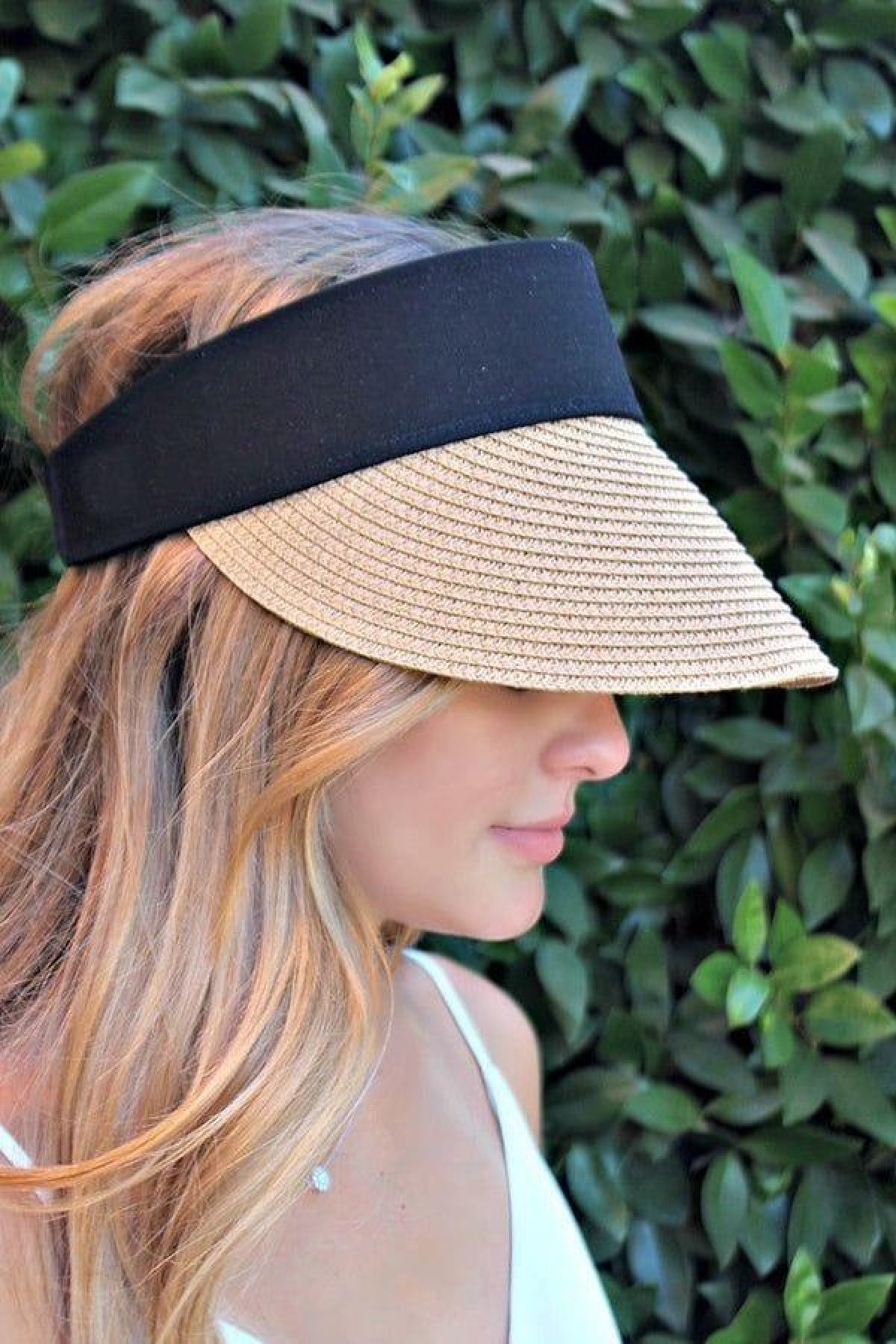 14397 Camel Straw Visor Hat