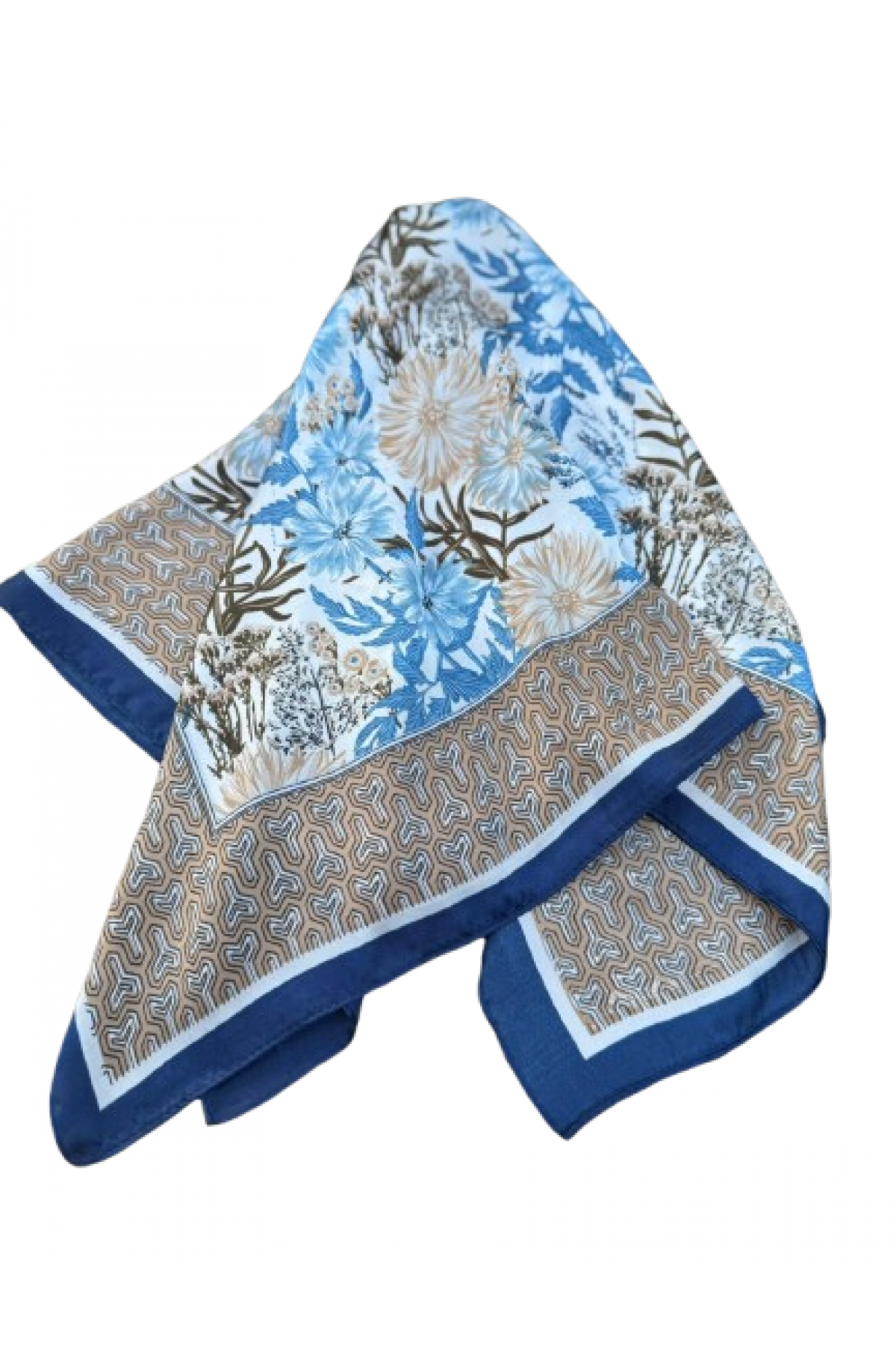14895 Shawl Patterned Navy Blue Bandana Scarf 70x70 cm
