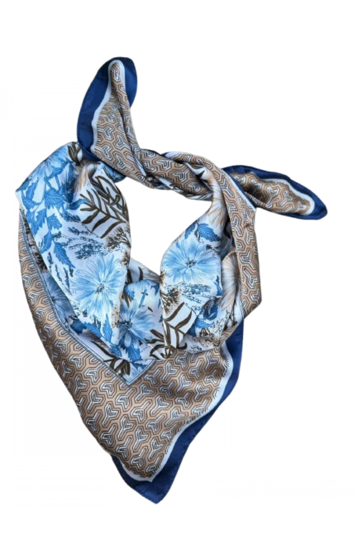 14895 Shawl Patterned Navy Blue Bandana Scarf 70x70 cm