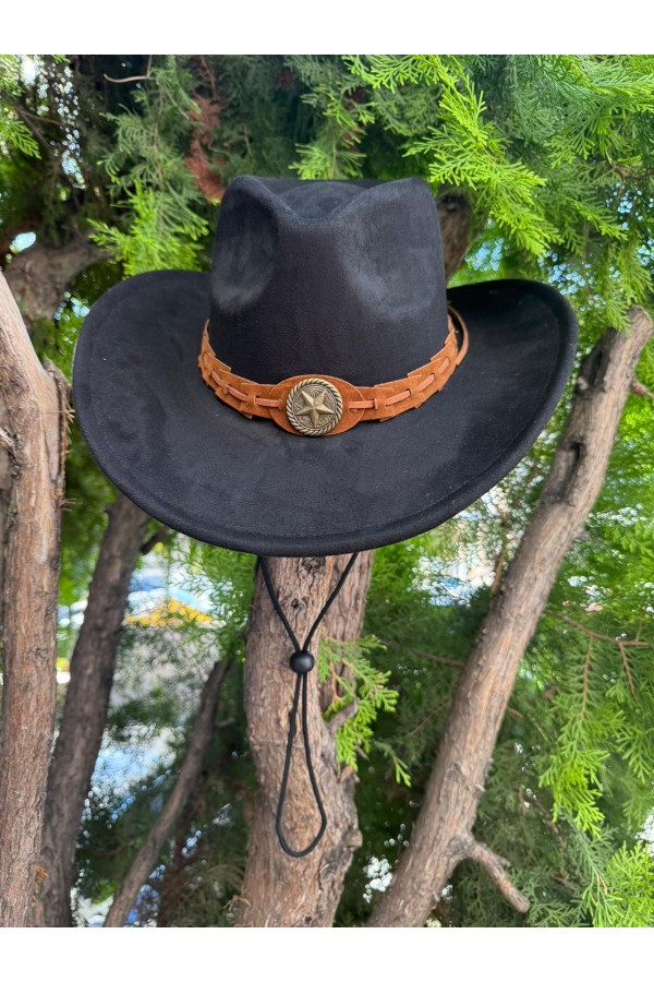 14797 Star-Striped Black Fedora Hat