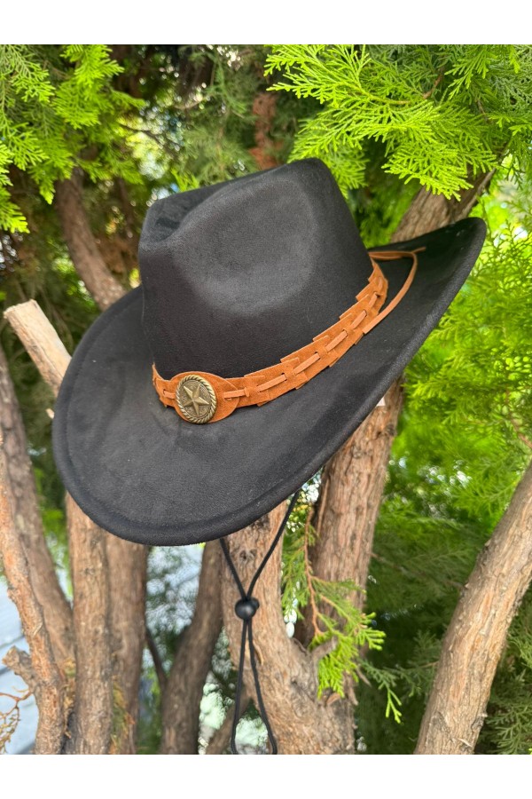 14797 Star-Striped Black Fedora Hat
