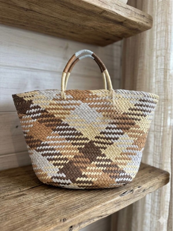 NWC-1081 Kahve Hasır Çanta 51x26 cm