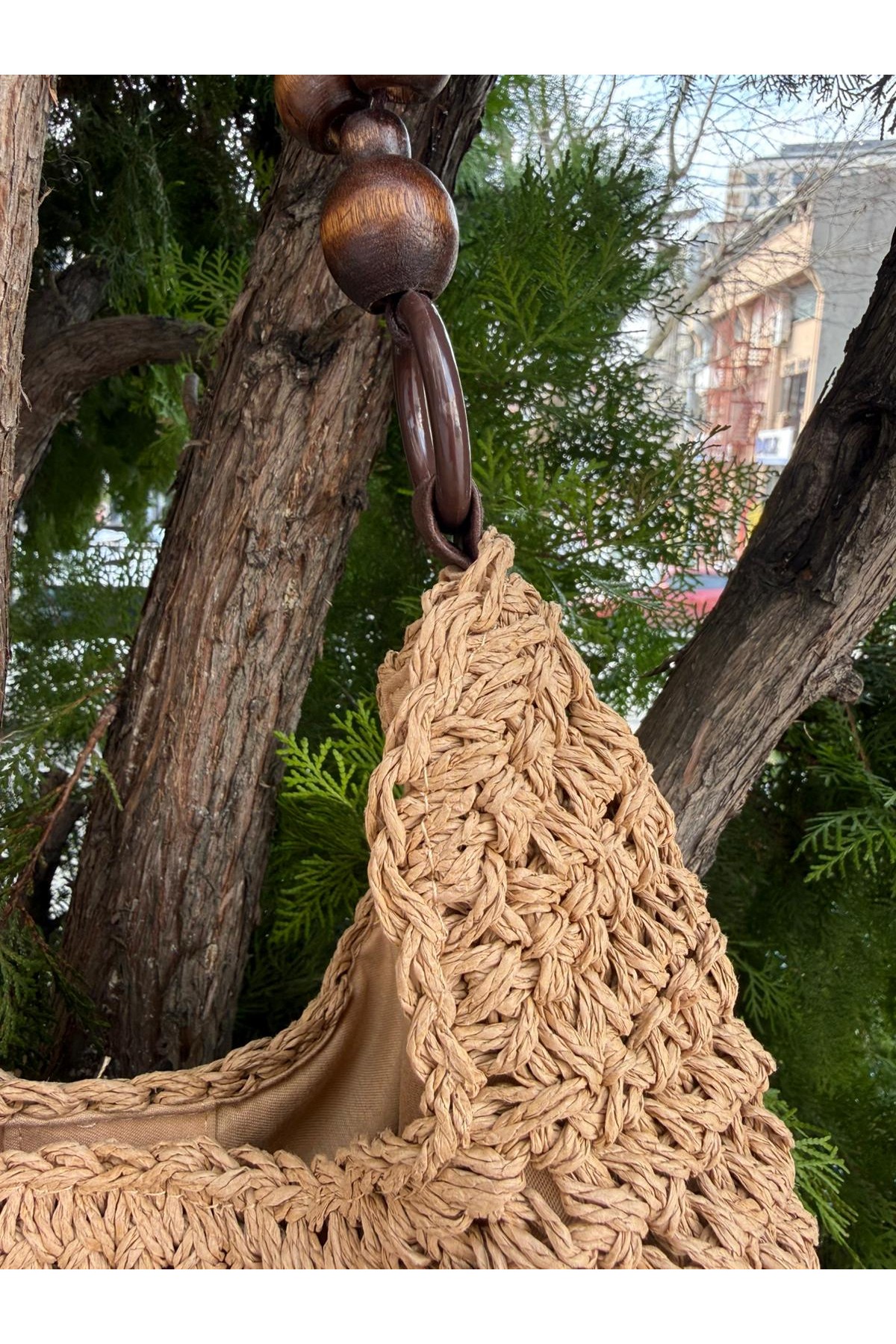 NWC-1085 Camel El Örgüsü Hasır Çanta