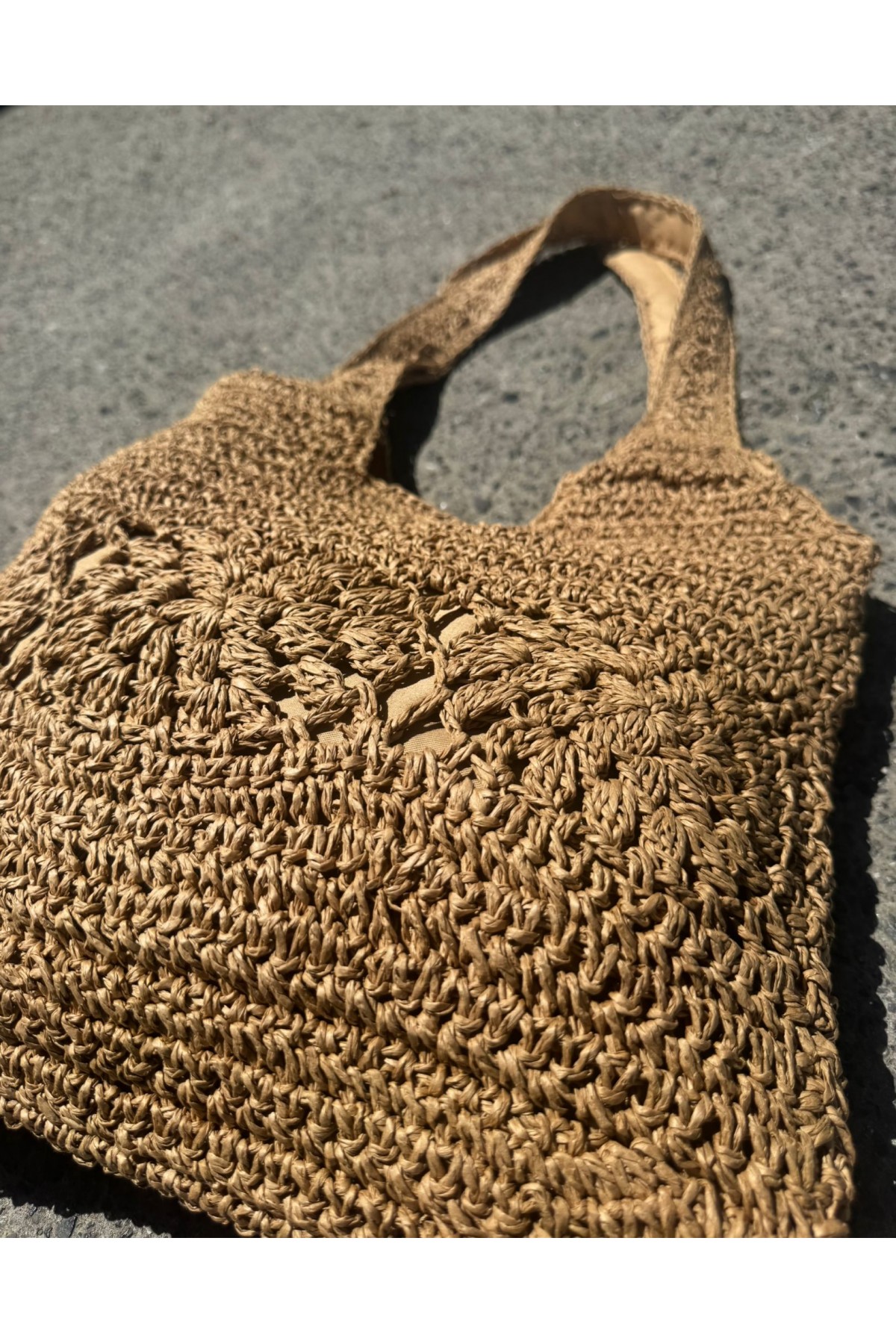 NWC-1087 Camel El Örgüsü Hasır Çanta