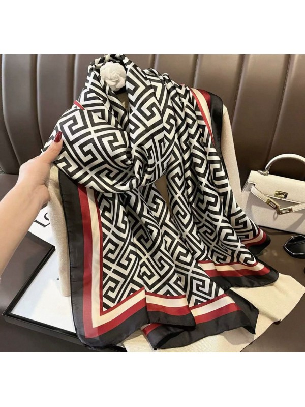 15388 Desenli Siyah Kırmızı Şal 90x180 cm