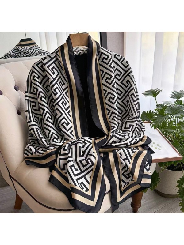 15388 Desenli Siyah Bej Şal 90x180 cm