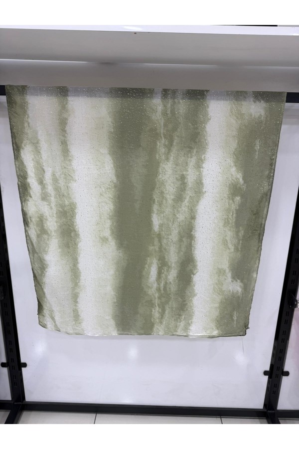 15387 Yeşil Batikli Varaklı Şal 90x180 cm