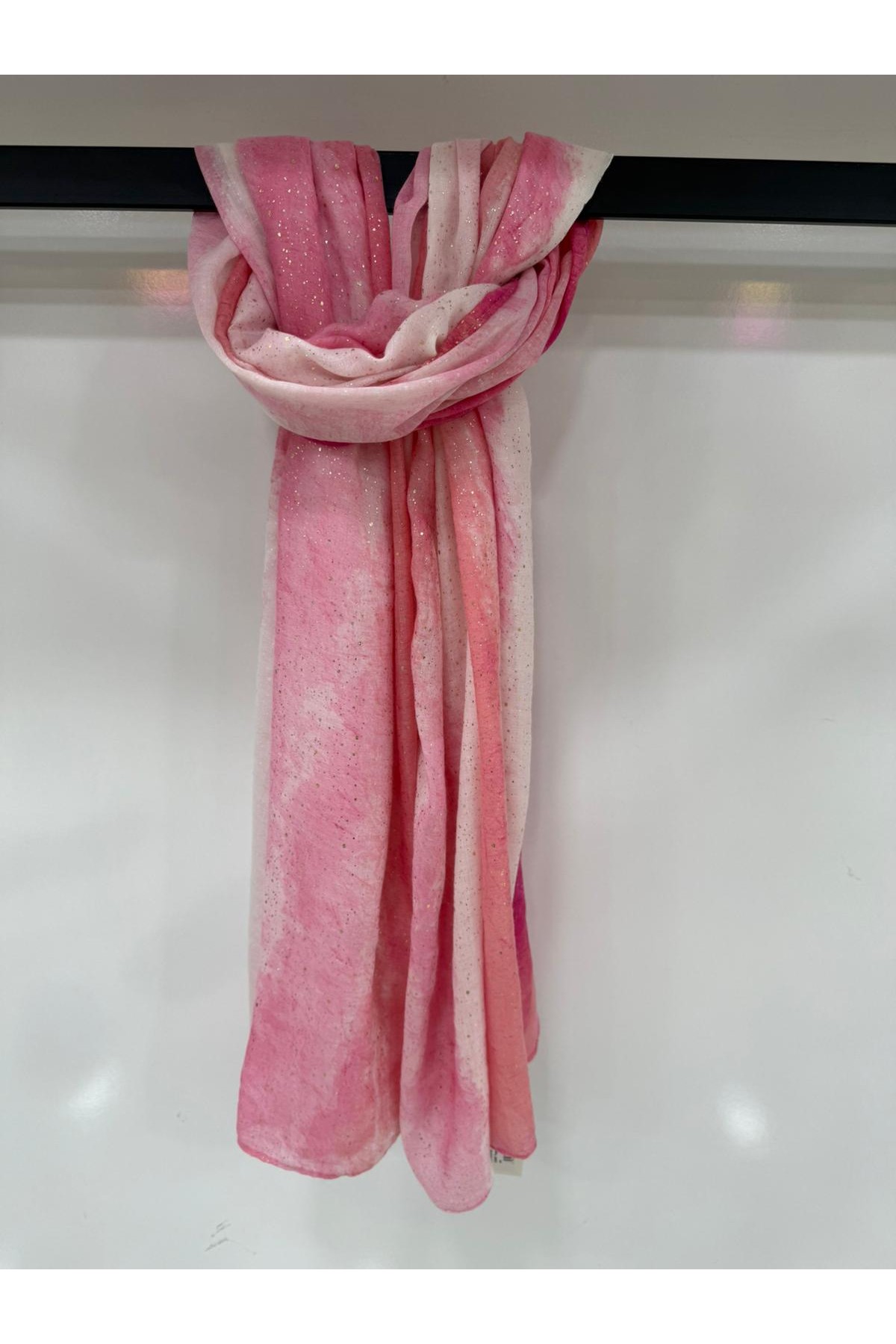 15387 Fuşya Batikli Varaklı Şal 90x180 cm