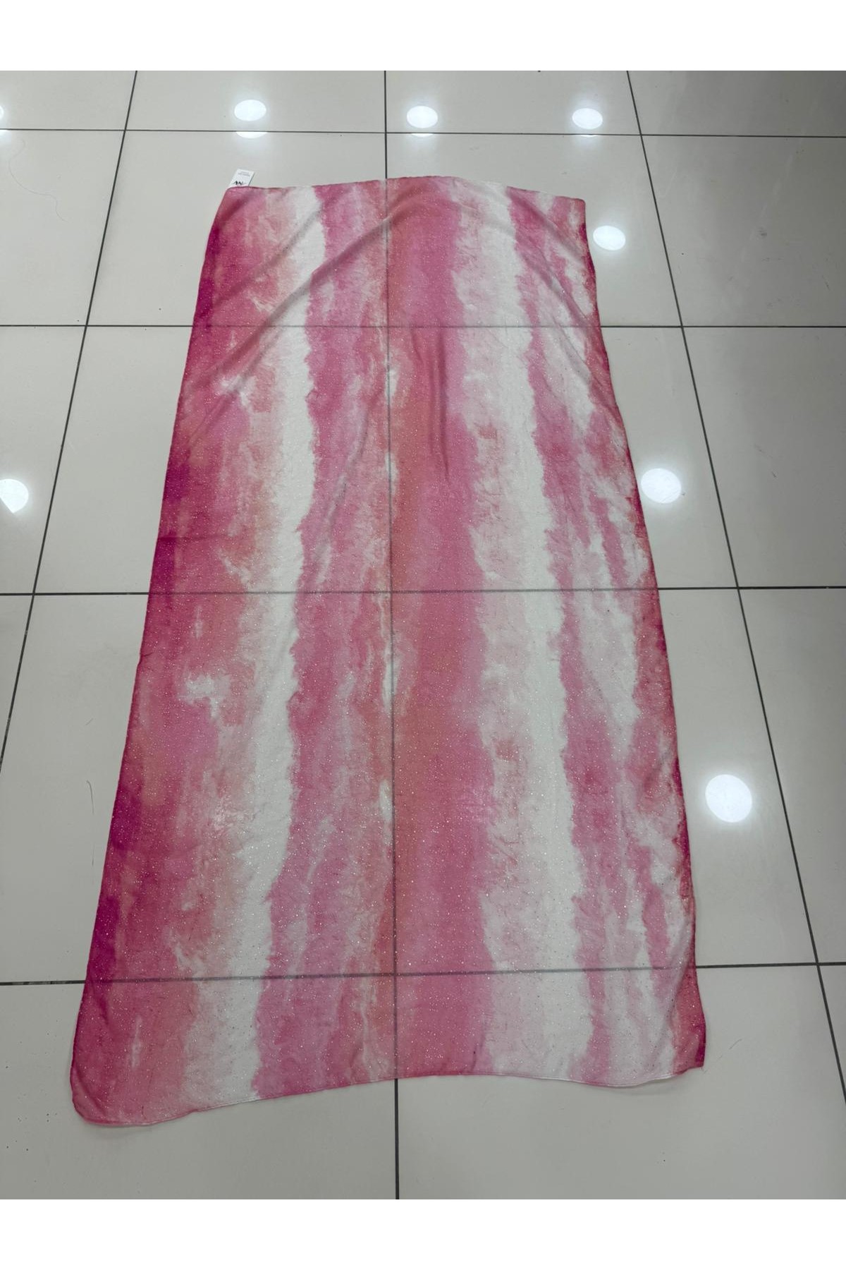 15387 Fuşya Batikli Varaklı Şal 90x180 cm