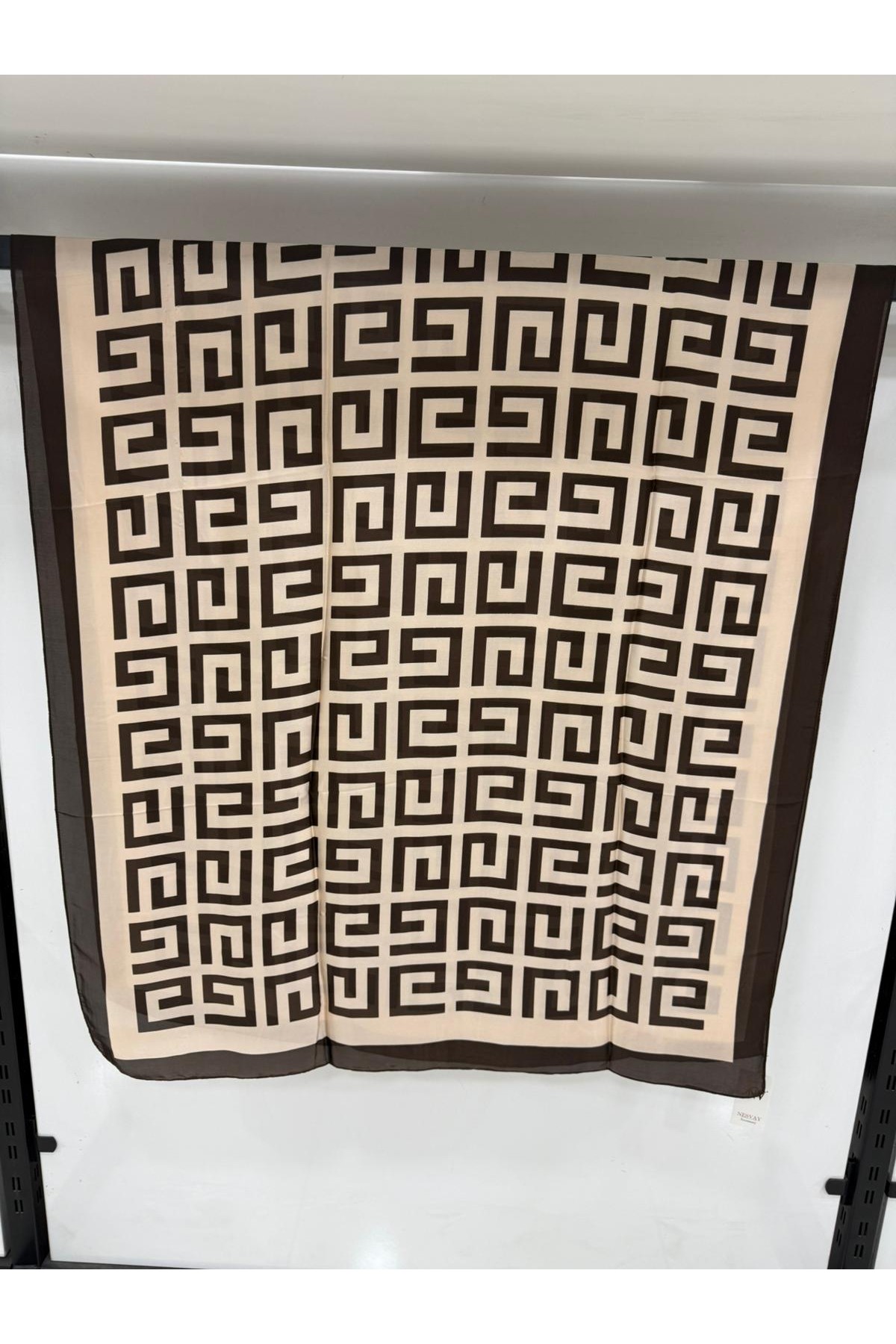 15389 Kahverengi Desenli Şal 90x180 cm