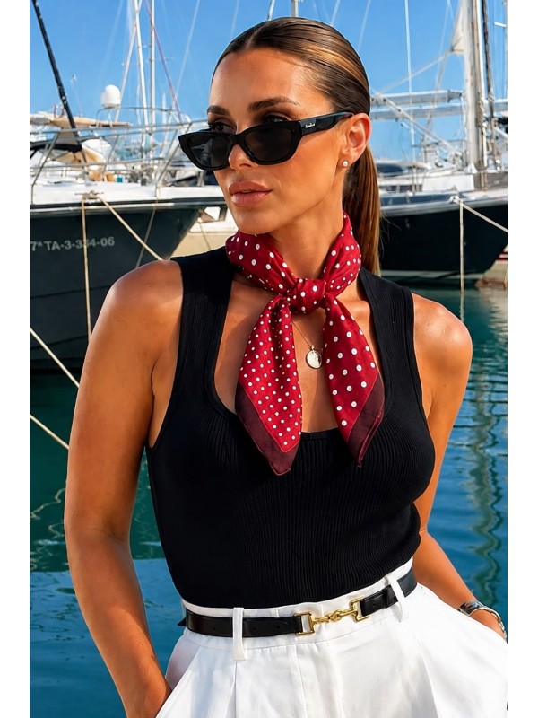 15413 Bordo Puantiyeli Bandana Fular