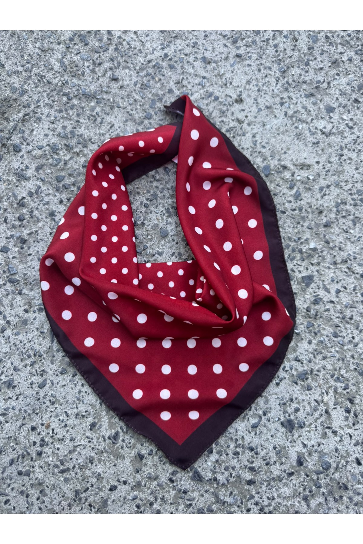 15413 Bordo Puantiyeli Bandana Fular