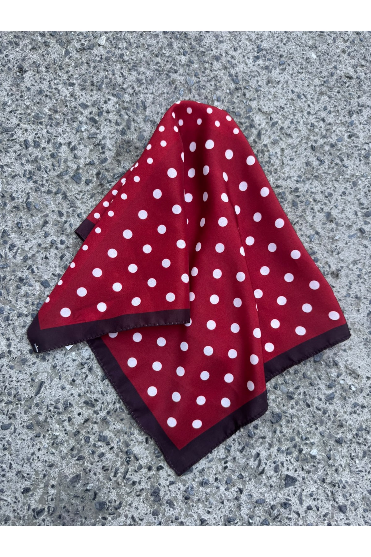15413 Bordo Puantiyeli Bandana Fular