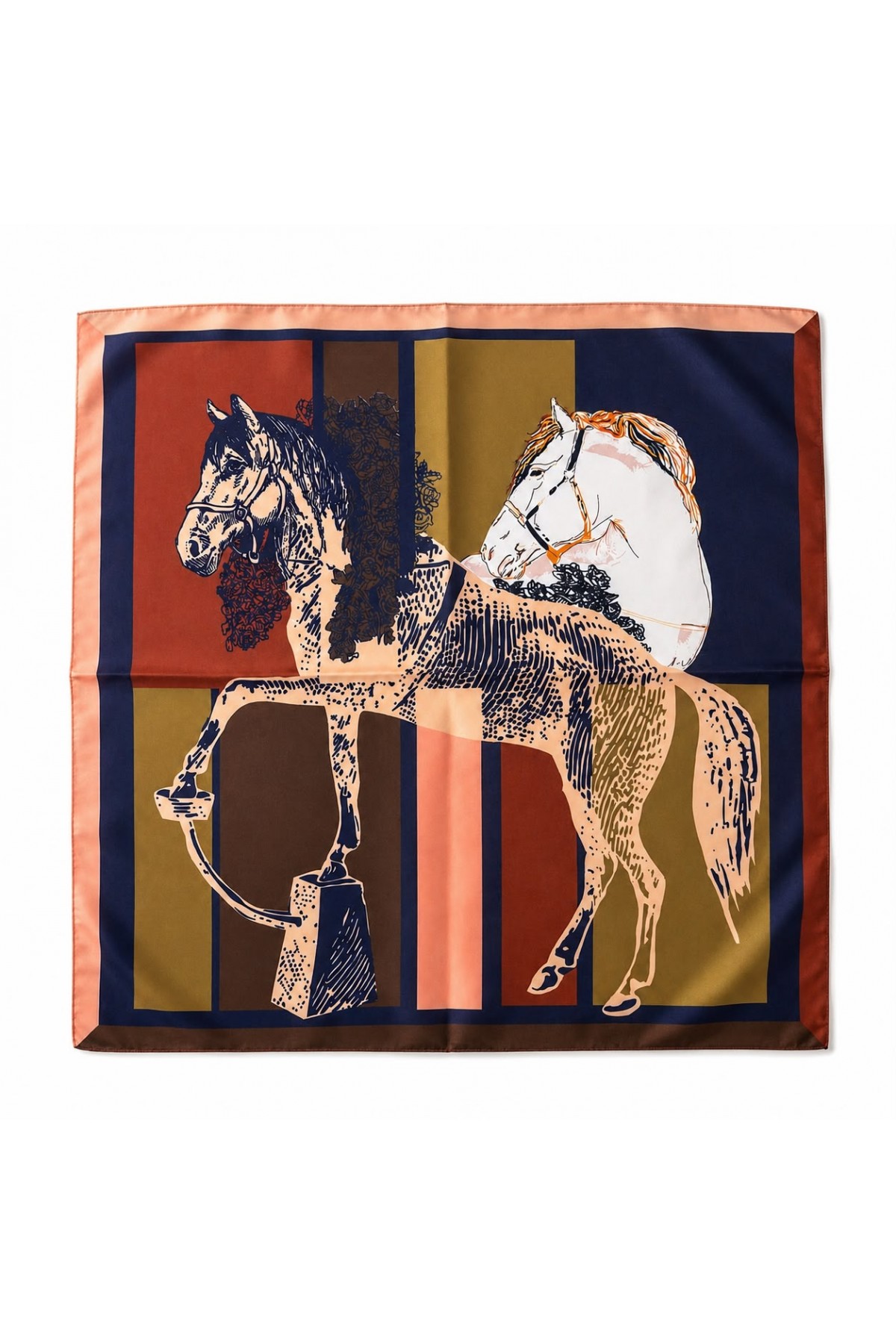 15420 Lacivert At Desenli Bandana Fular 70x70 cm