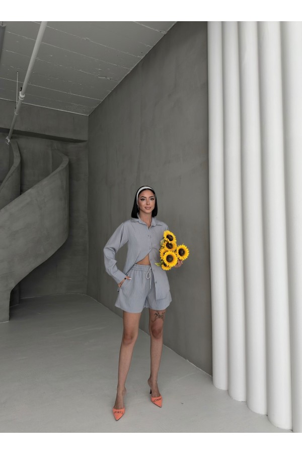 KETEN GÖMLEK VE ŞORT İKİLİ TAKIM