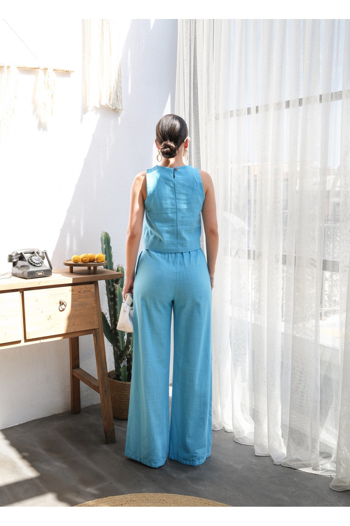 KETEN BLUZ VE PANTOLON İKİLİ TAKIM