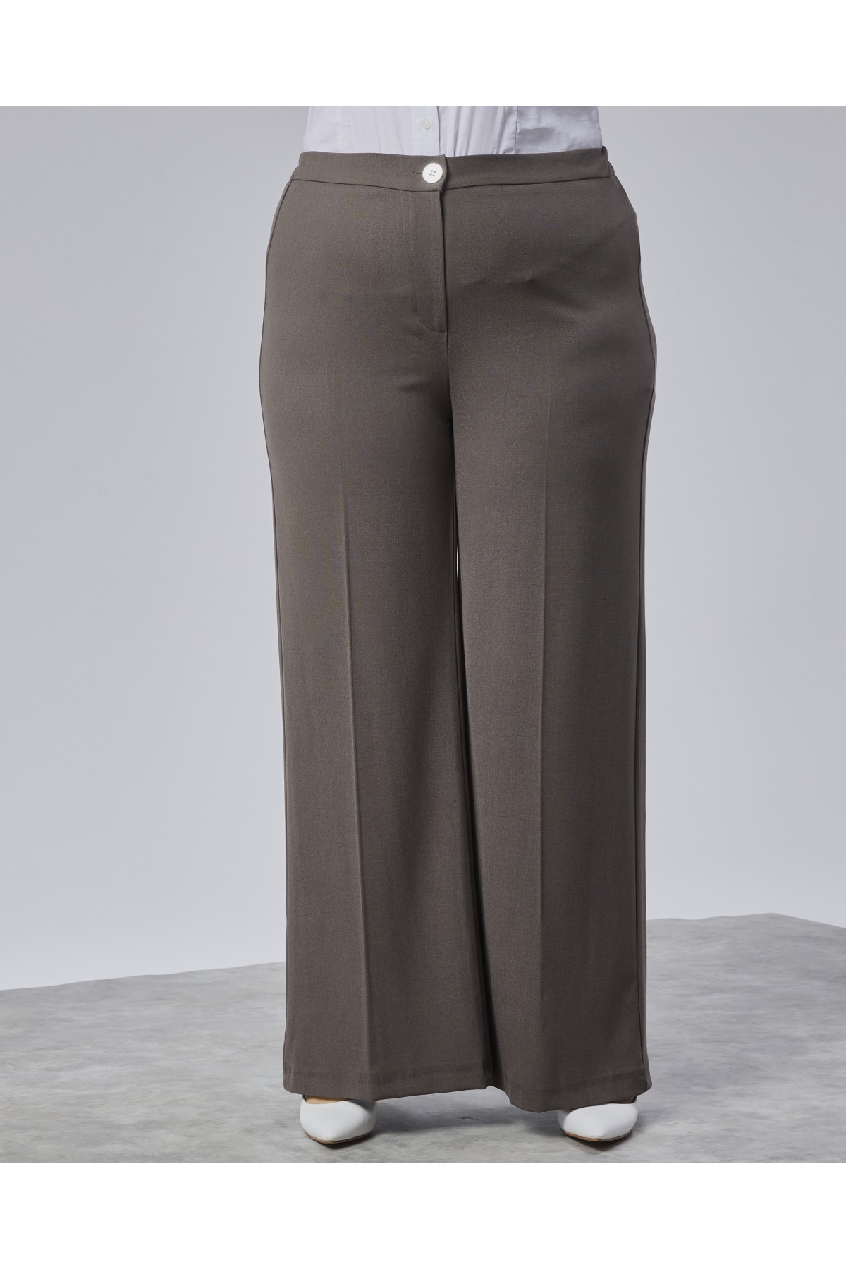 BELİ LASTİKLİ GENİŞ PAÇA BÜYÜK BEDEN PANTOLON