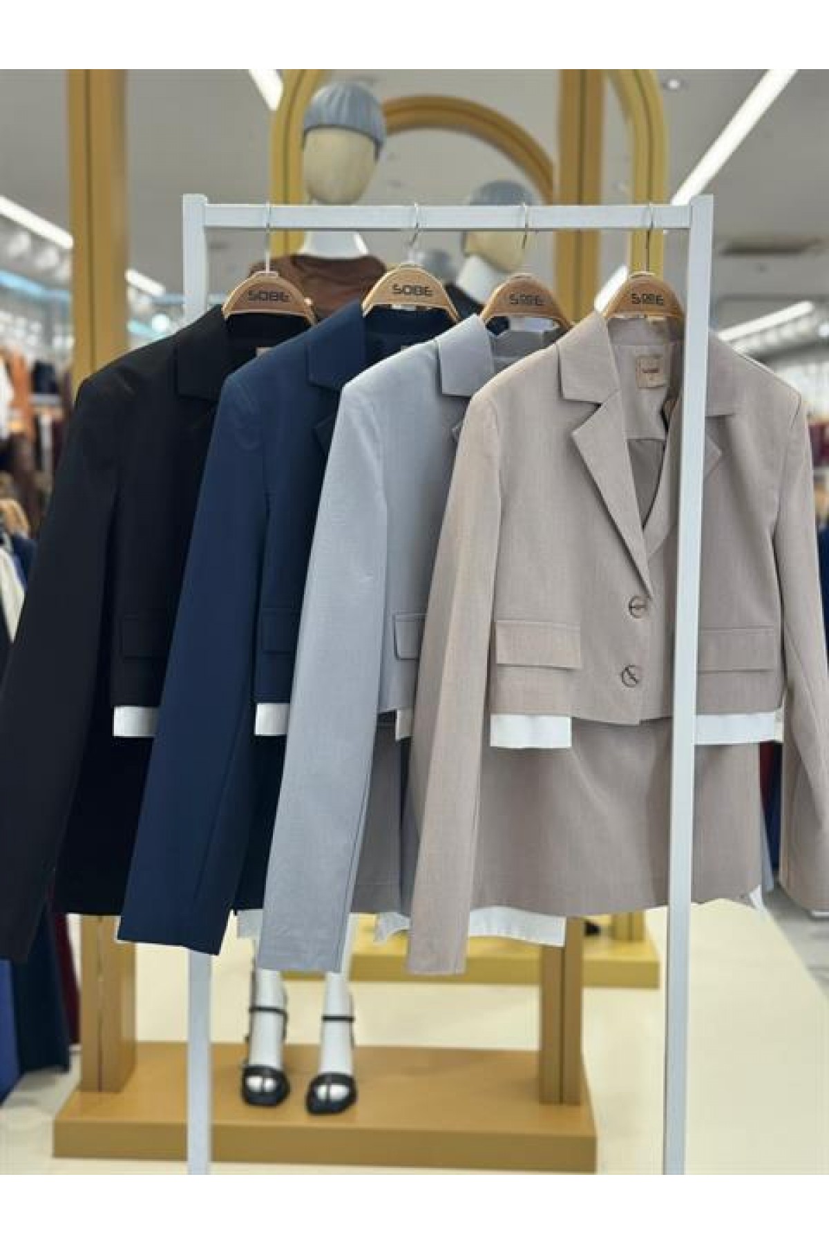 Crop Jacket and Pleated Skirt Garnish Suit 10111