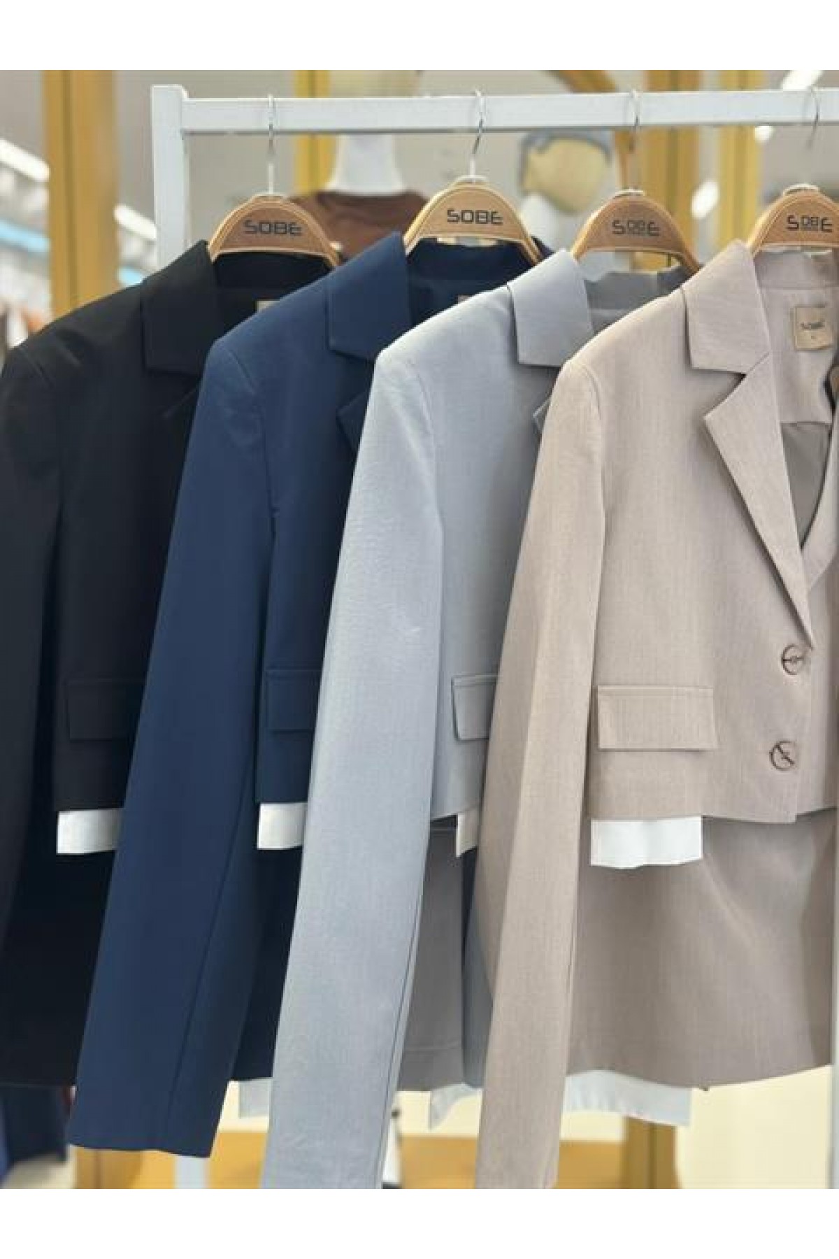 Crop Jacket and Pleated Skirt Garnish Suit 10111