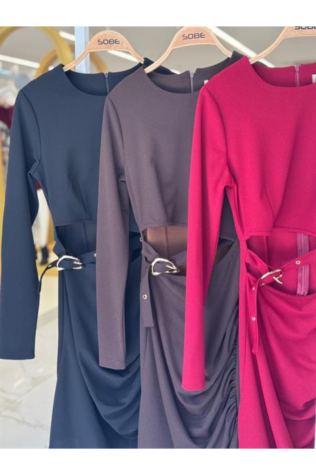 Sandy Dress with Low-Cut Waist and Belt Detail 2917