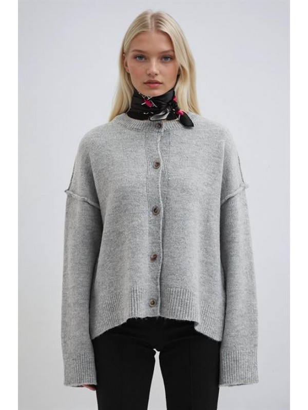 Dikiş Detaylı Basic Triko Hırka  5193