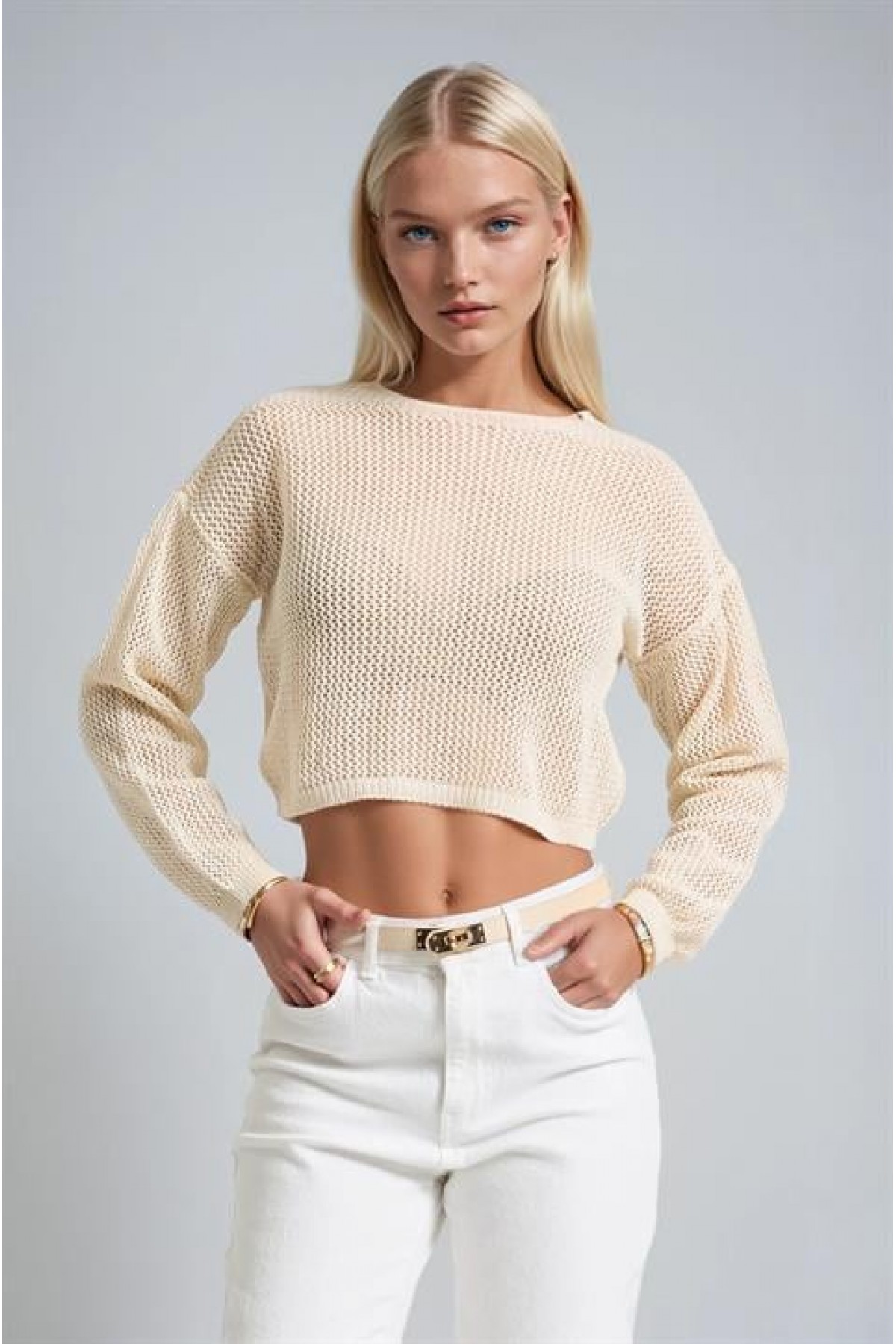 Ajurlu Crop Triko Kazak 1424