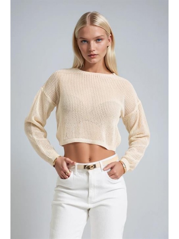 Ajurlu Crop Triko Kazak 1424