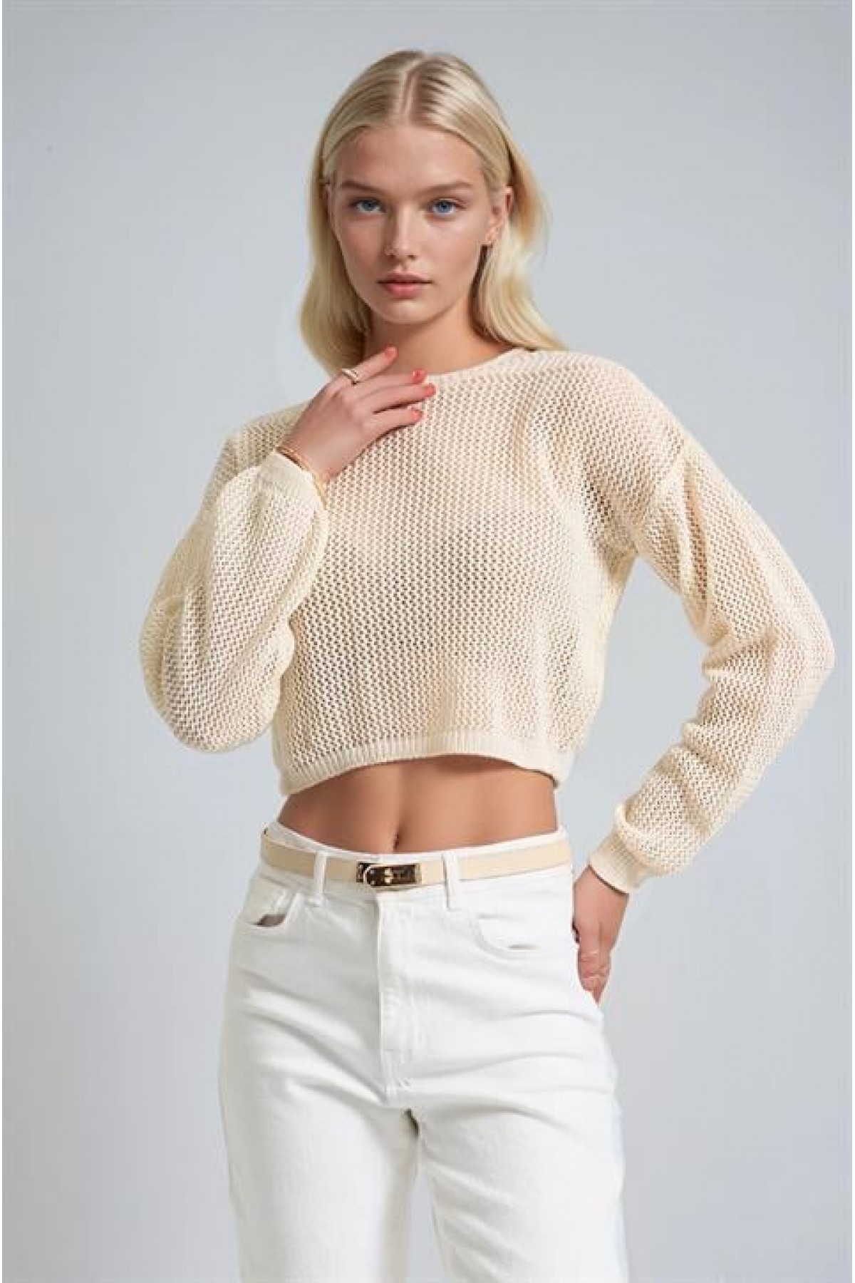 Ajurlu Crop Triko Kazak 1424