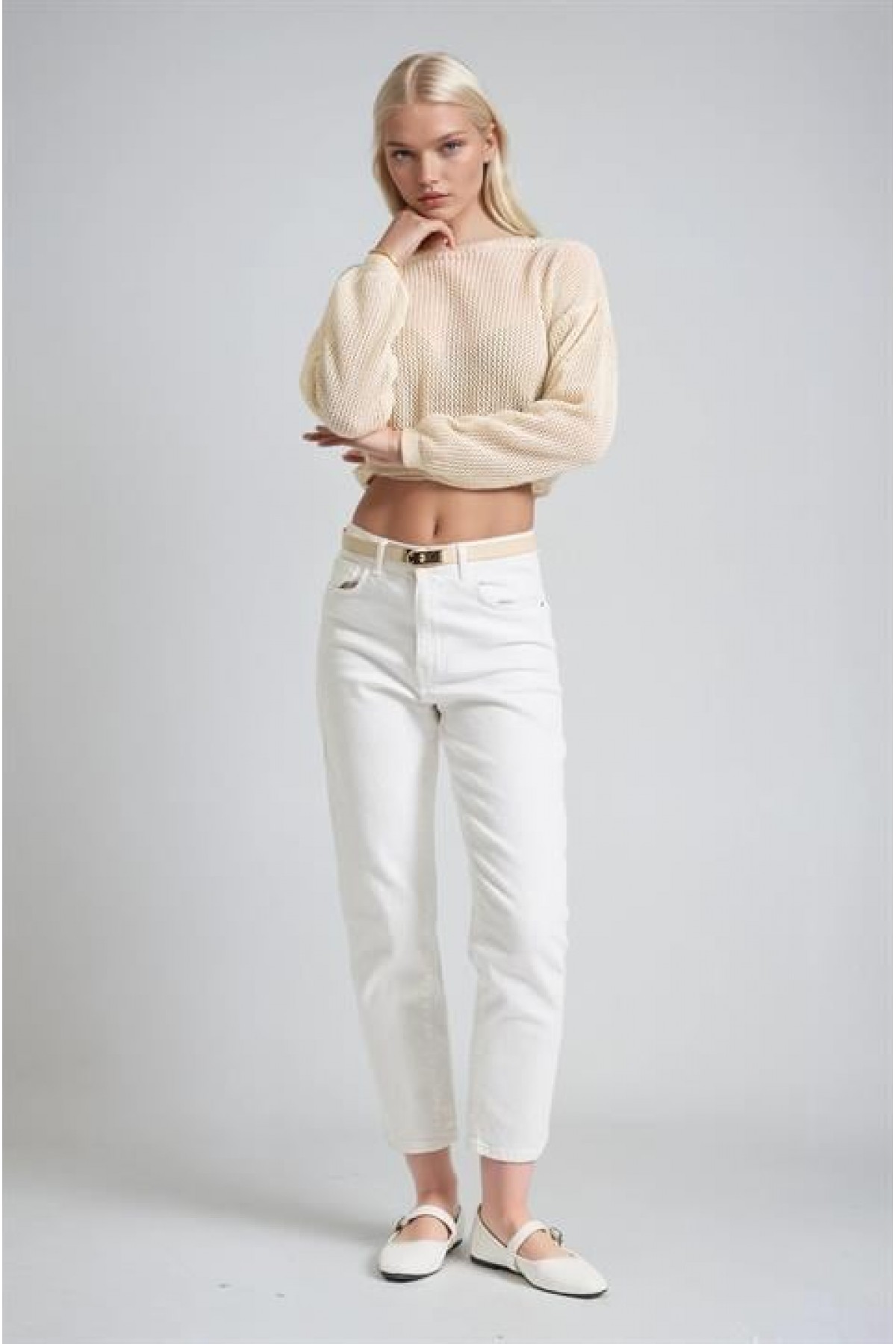 Ajurlu Crop Triko Kazak 1424