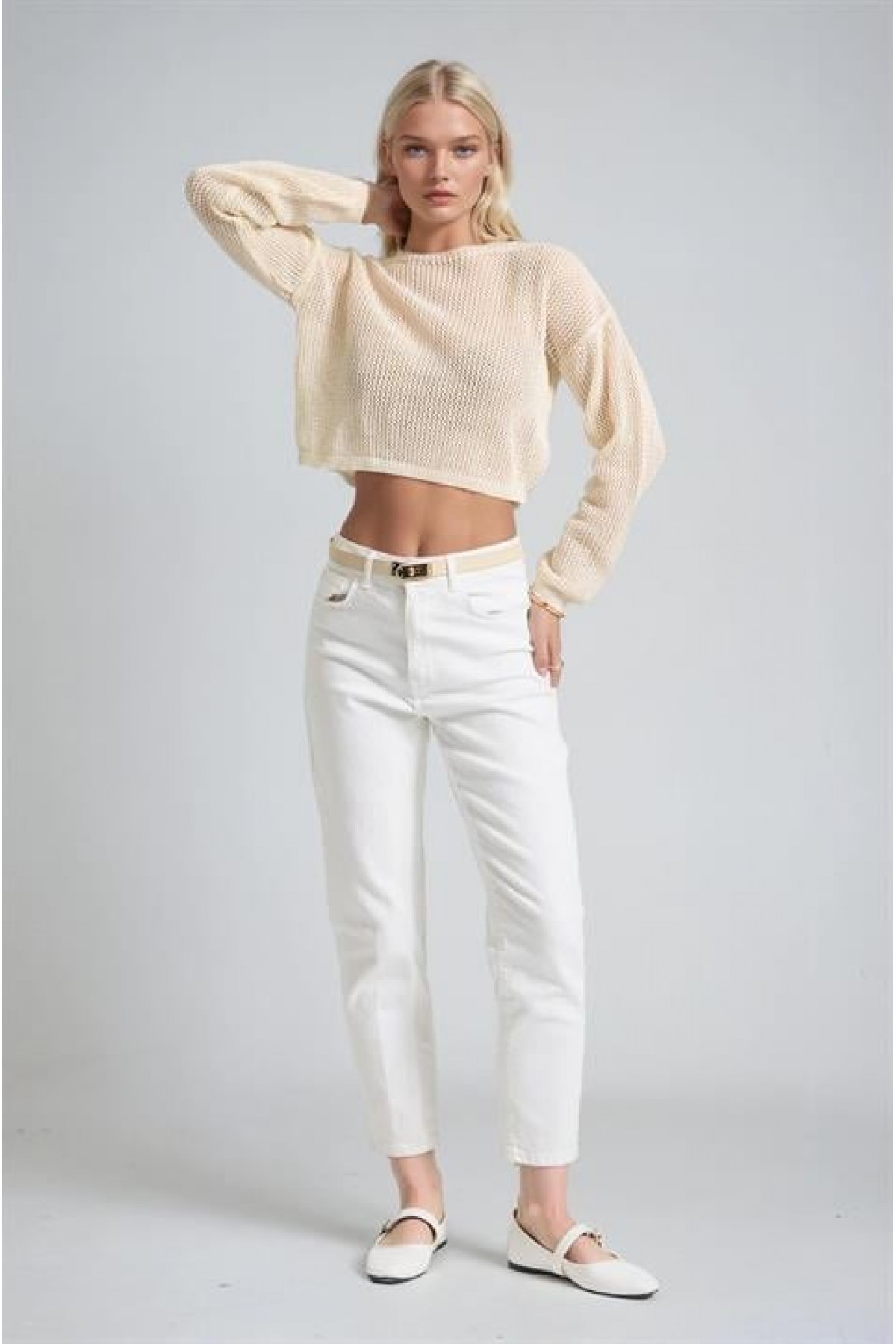 Ajurlu Crop Triko Kazak 1424