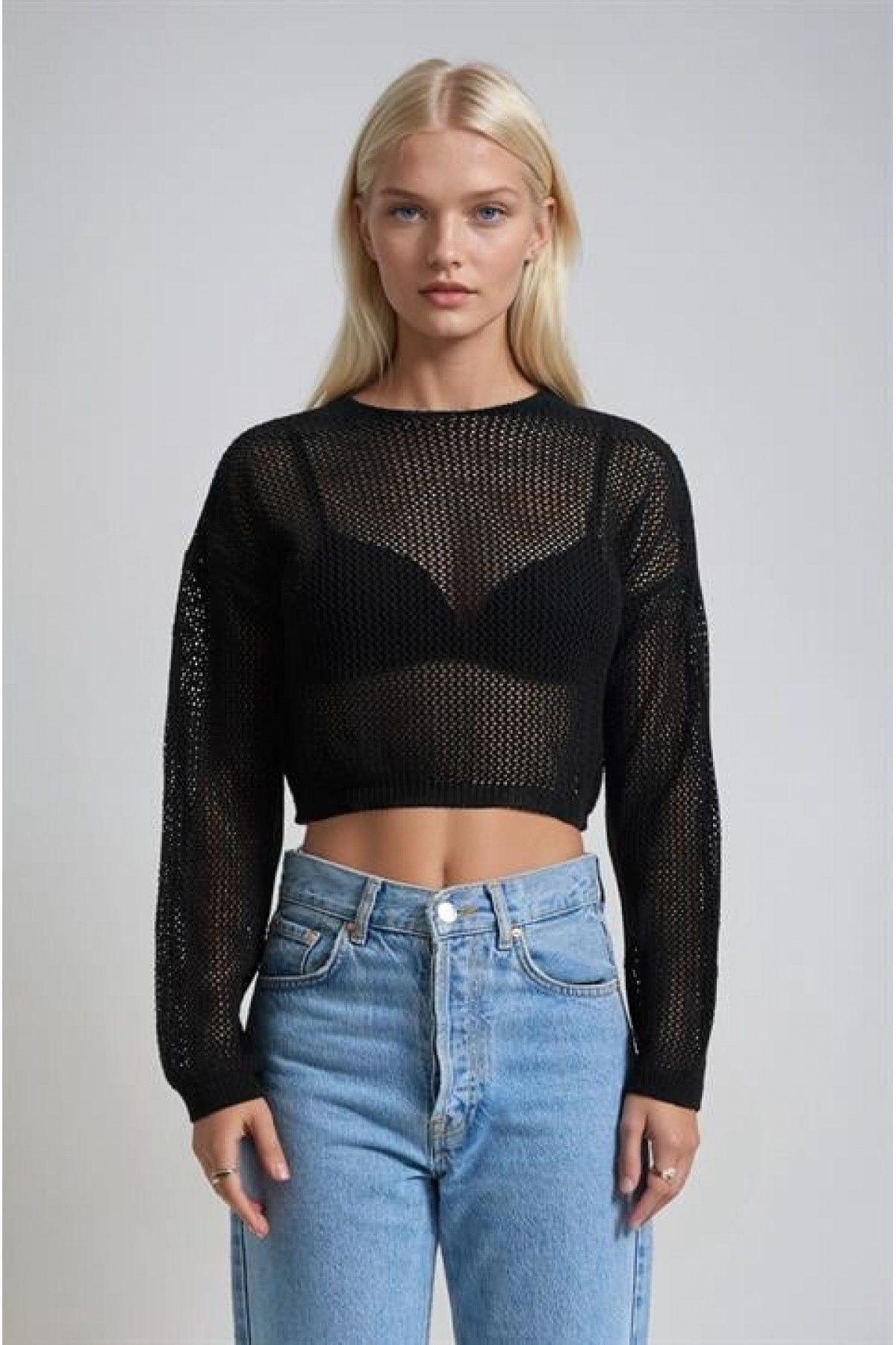Ajurlu Crop Triko Kazak 1424