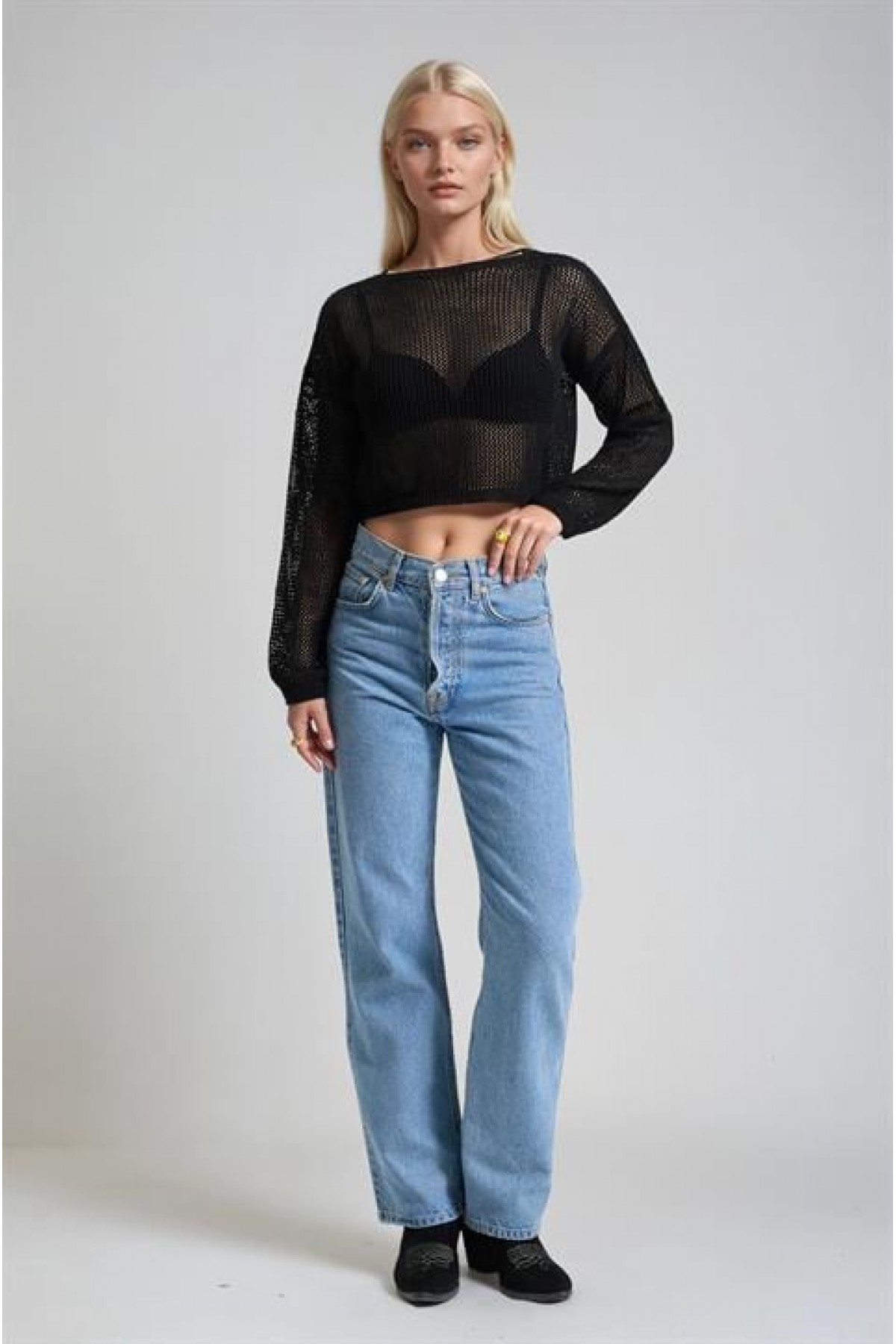Ajurlu Crop Triko Kazak 1424