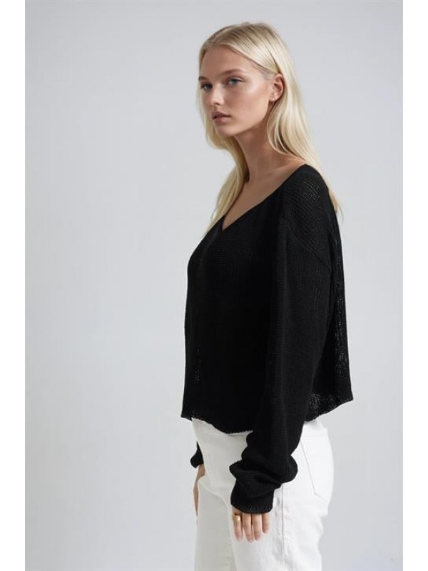 Ajurlu V Yaka Triko Kazak 1428