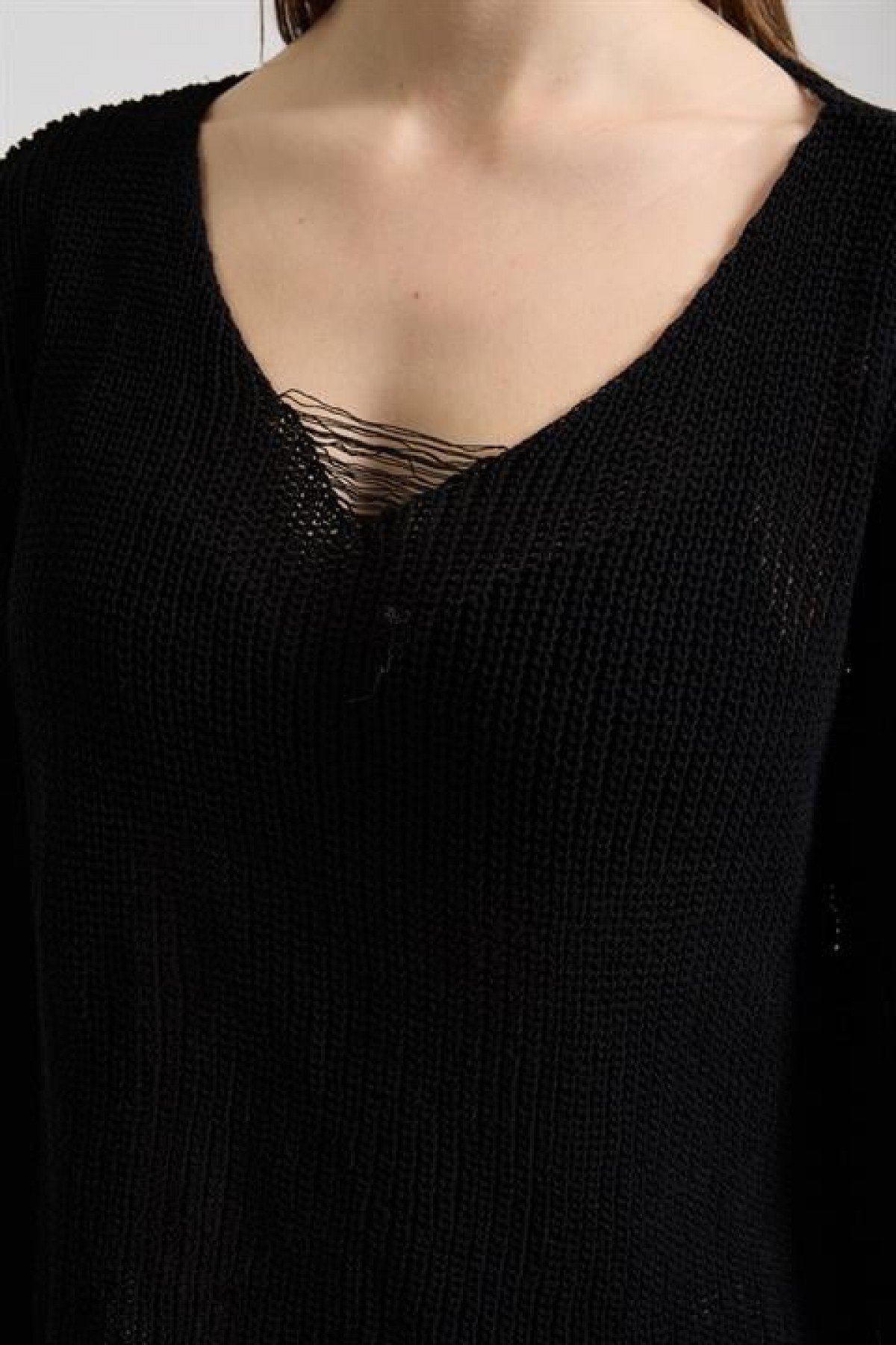 Ajurlu V Yaka Triko Kazak 1428