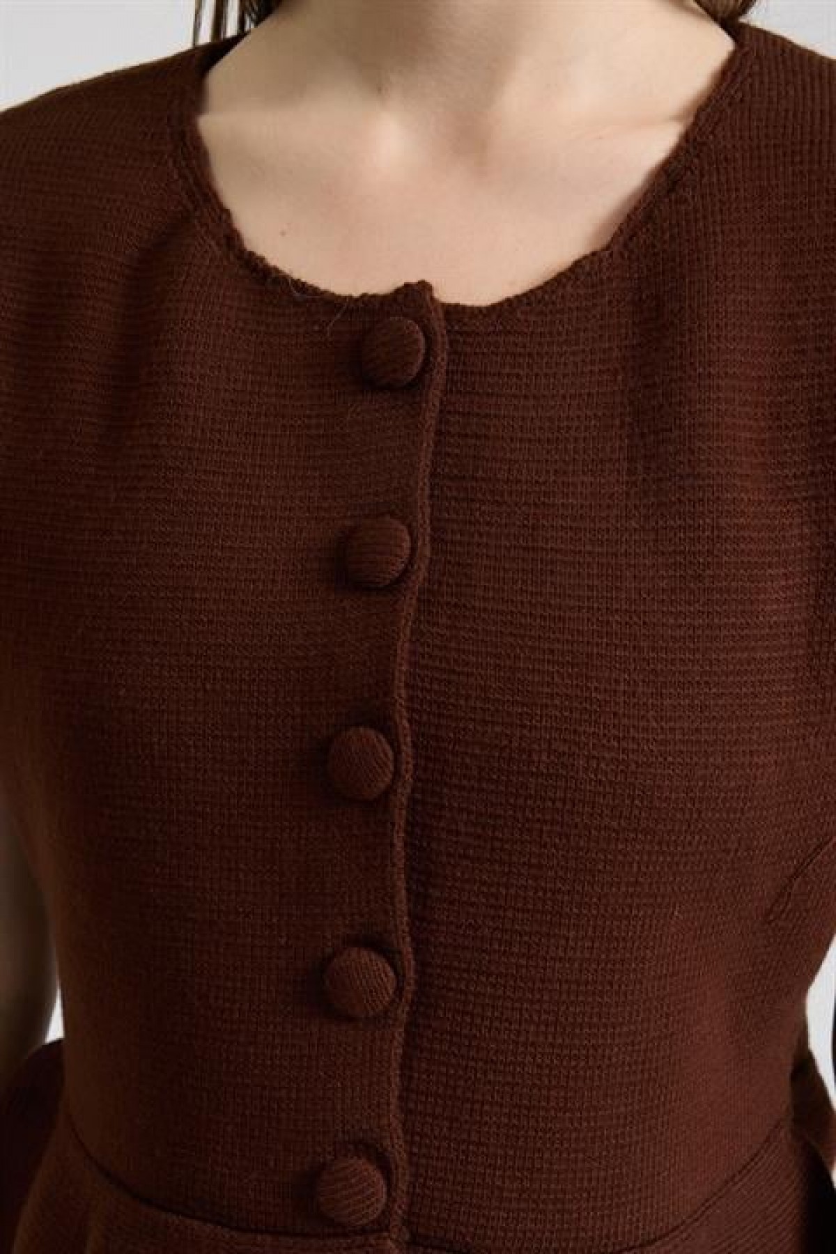 Volanlı Düğmeli Örme Hırka 5206