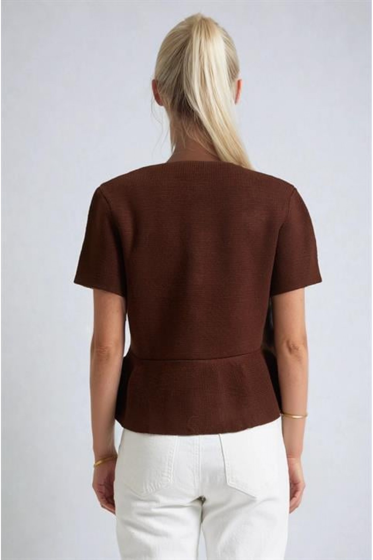 Volanlı Düğmeli Örme Hırka 5206